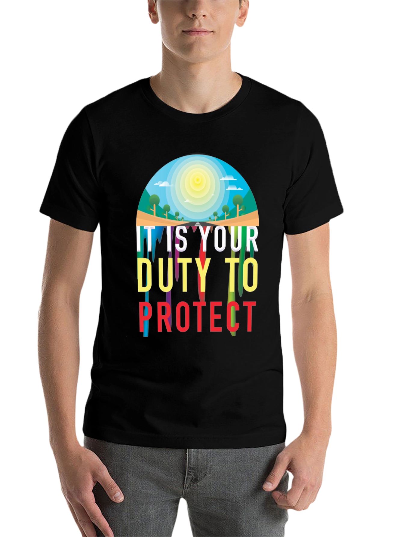 Black Duty to Protect Graphic T-Shirt view 7