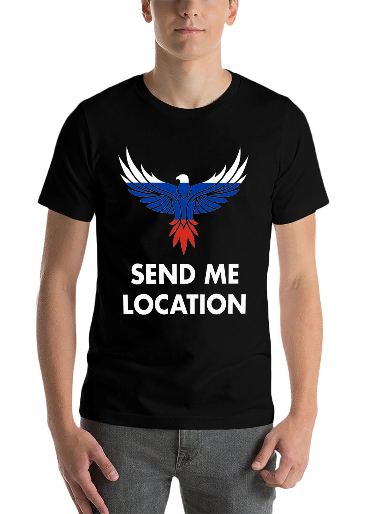 Black Send Me Location Tee - Patriotic Eagle Design view 7