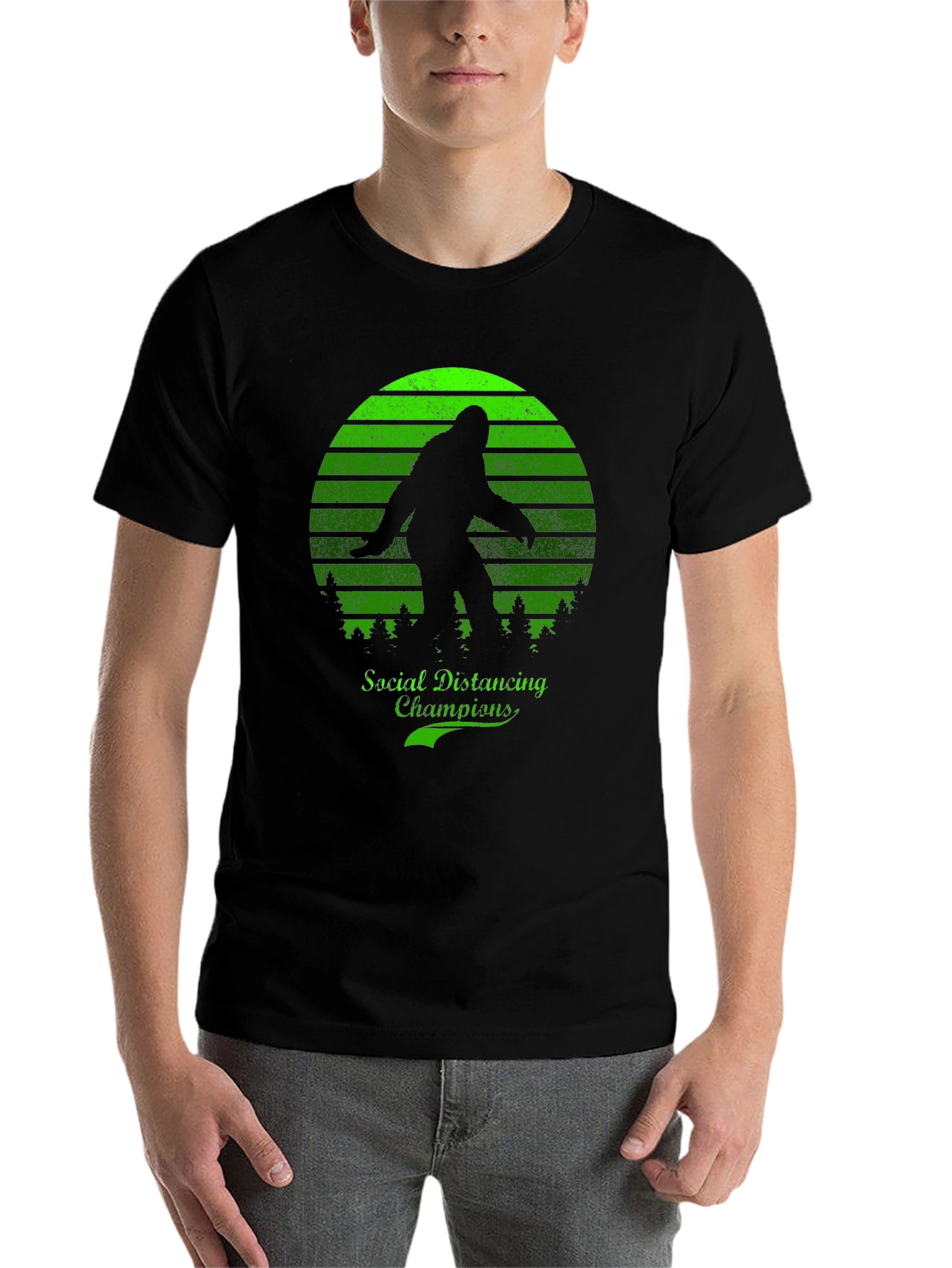 Black Social Distancing Champion Bigfoot T-Shirt view 7