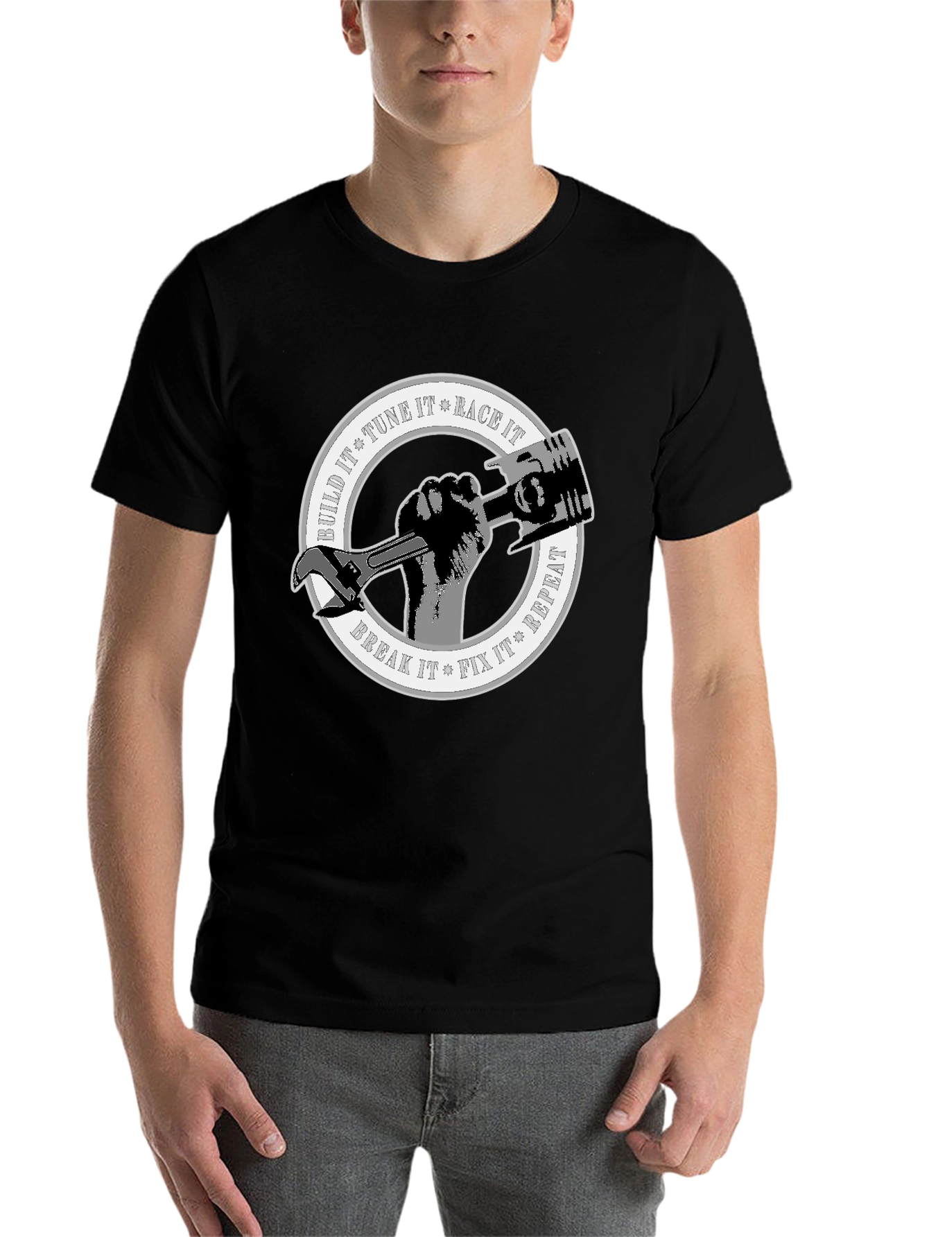 Black Build, Tune, Race, Repeat T-Shirt view 7