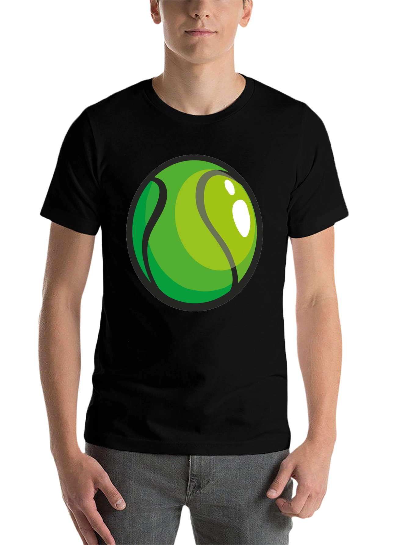 Black Tennis Ball Graphic Black T-Shirt view 7