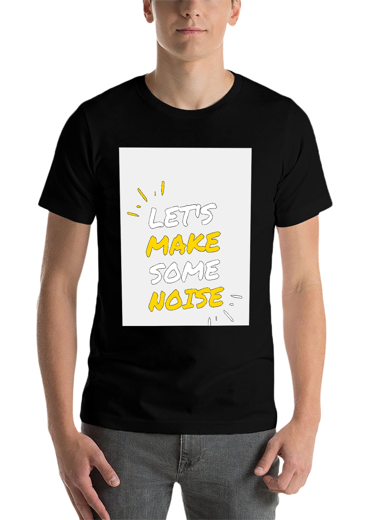 Black Let's Make Some Noise Graphic Tee - Black Cotton T-Shirt view 7