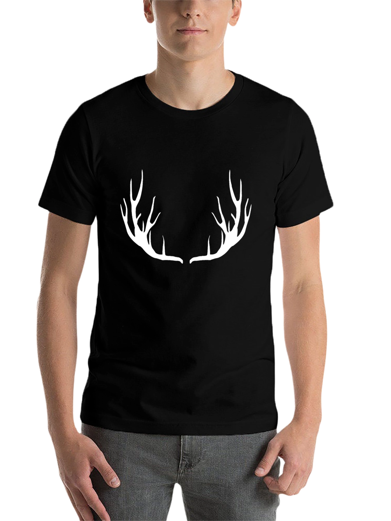 Black Antler Graphic Tee - Black Cotton Blend view 7