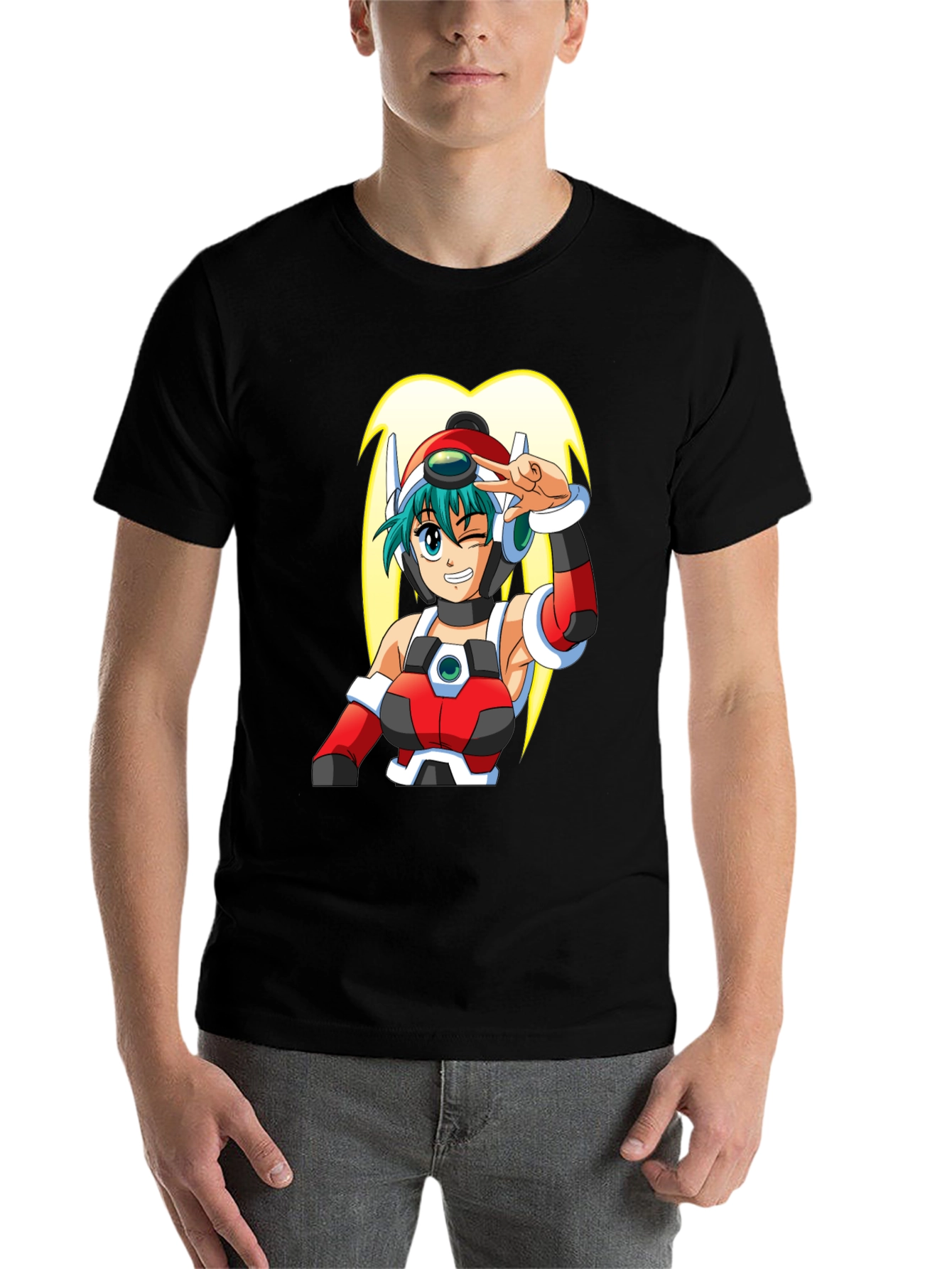 Black Anime Girl Graphic T-Shirt - Black Cotton Tee view 7