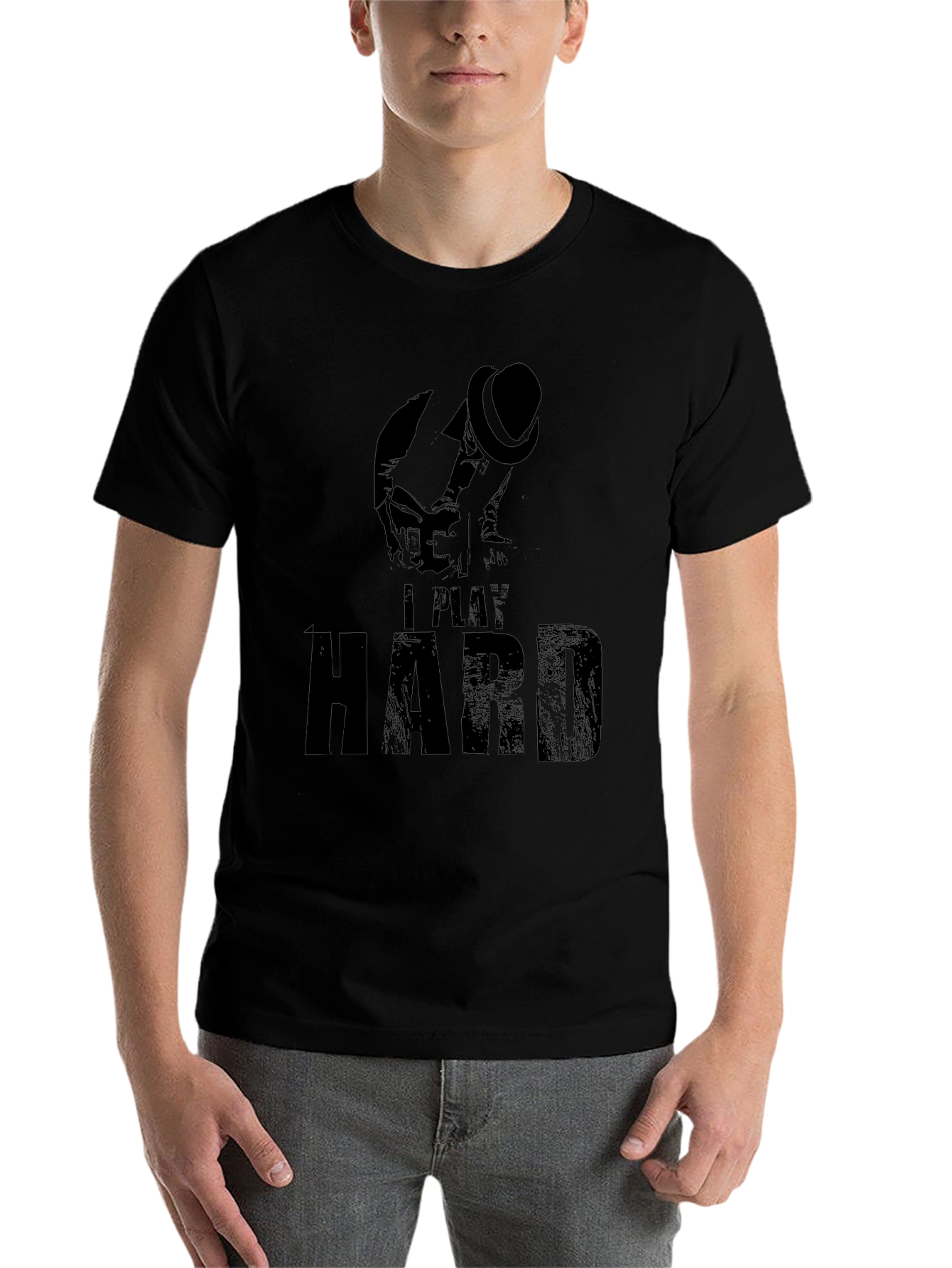 Black I Play Hard T-Shirt - Black view 7