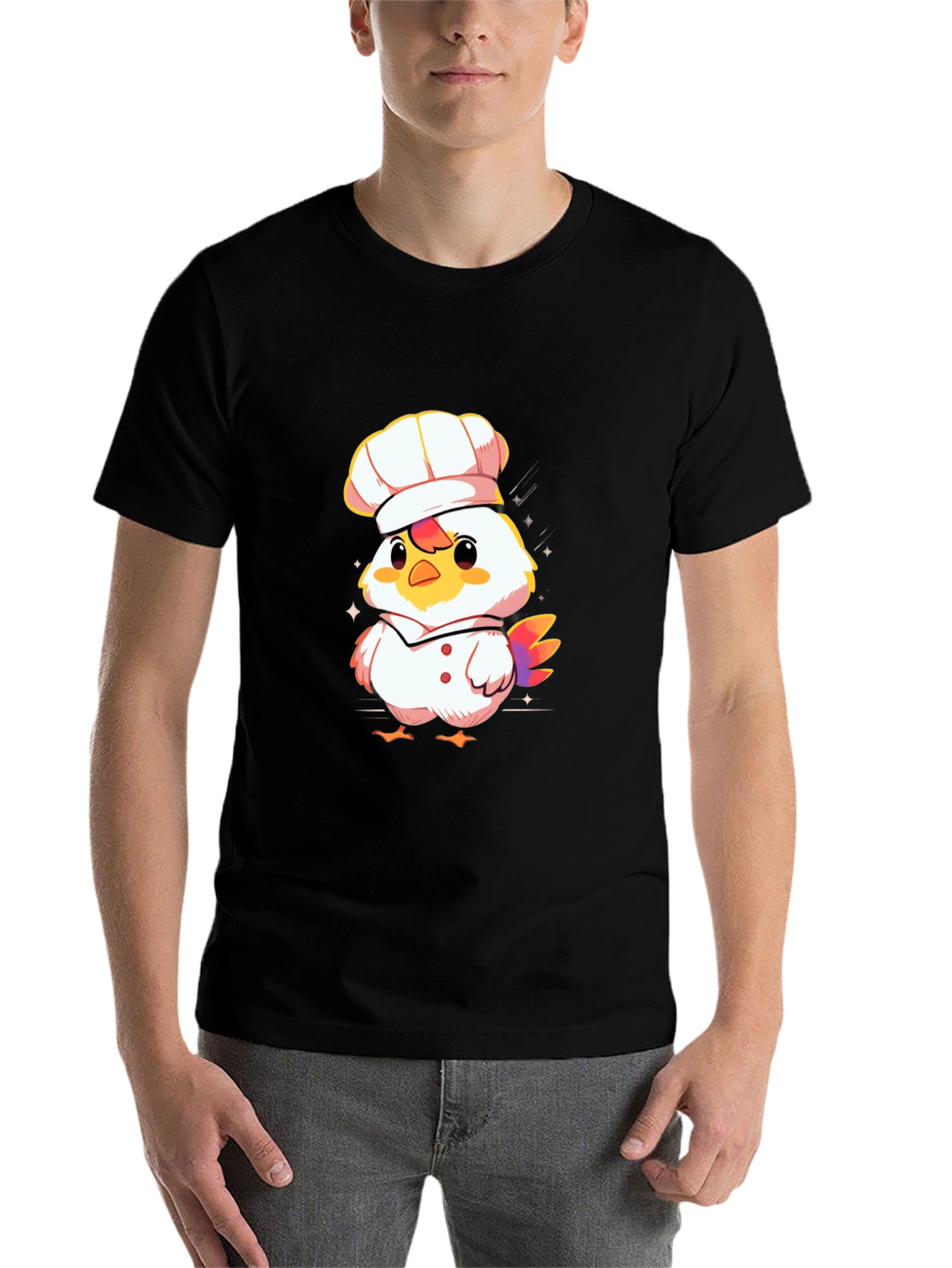 Black Chef Chicken Graphic Tee - Black Cotton T-Shirt view 7