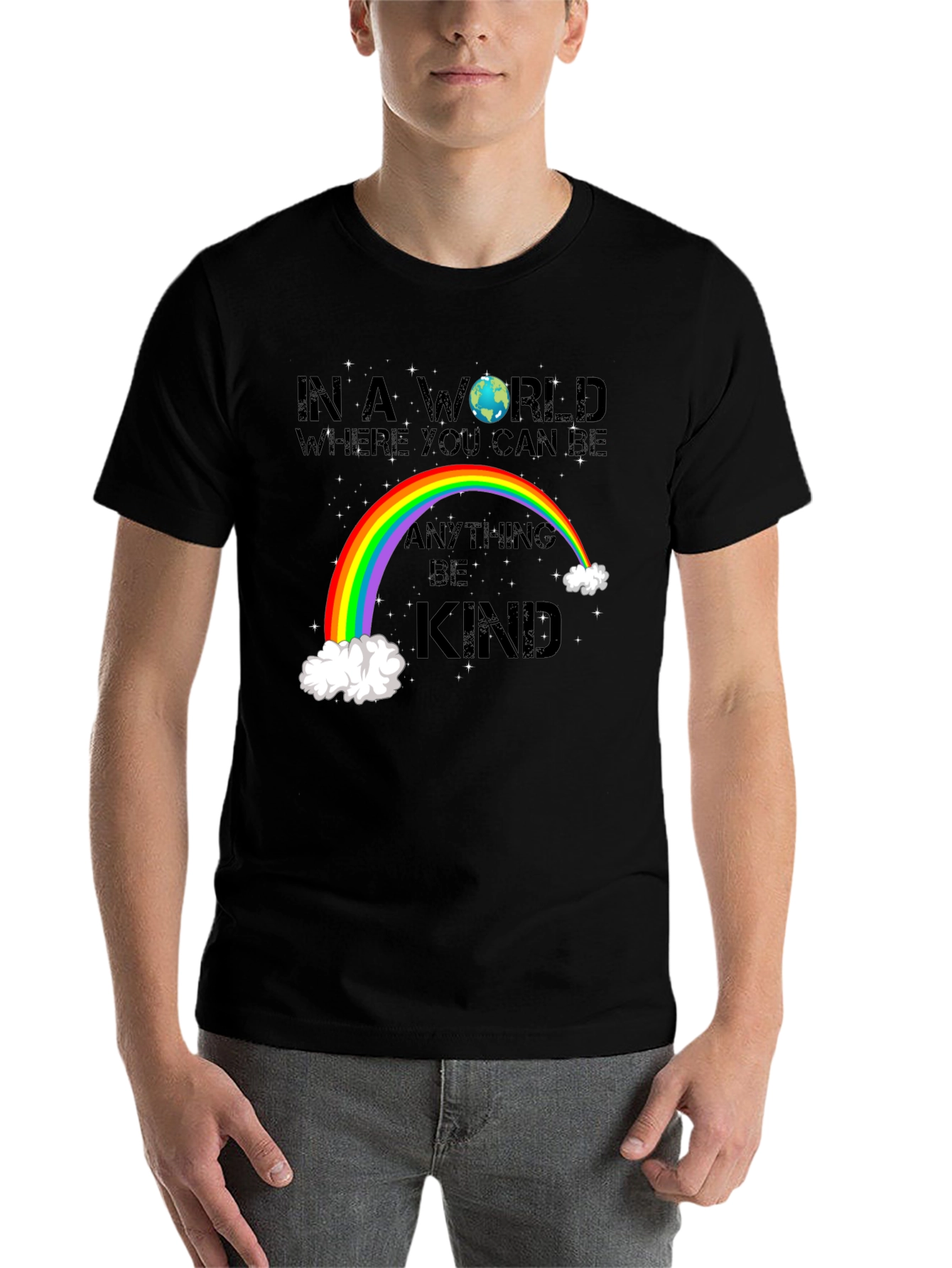 Black Be Kind Rainbow Graphic T-Shirt view 7