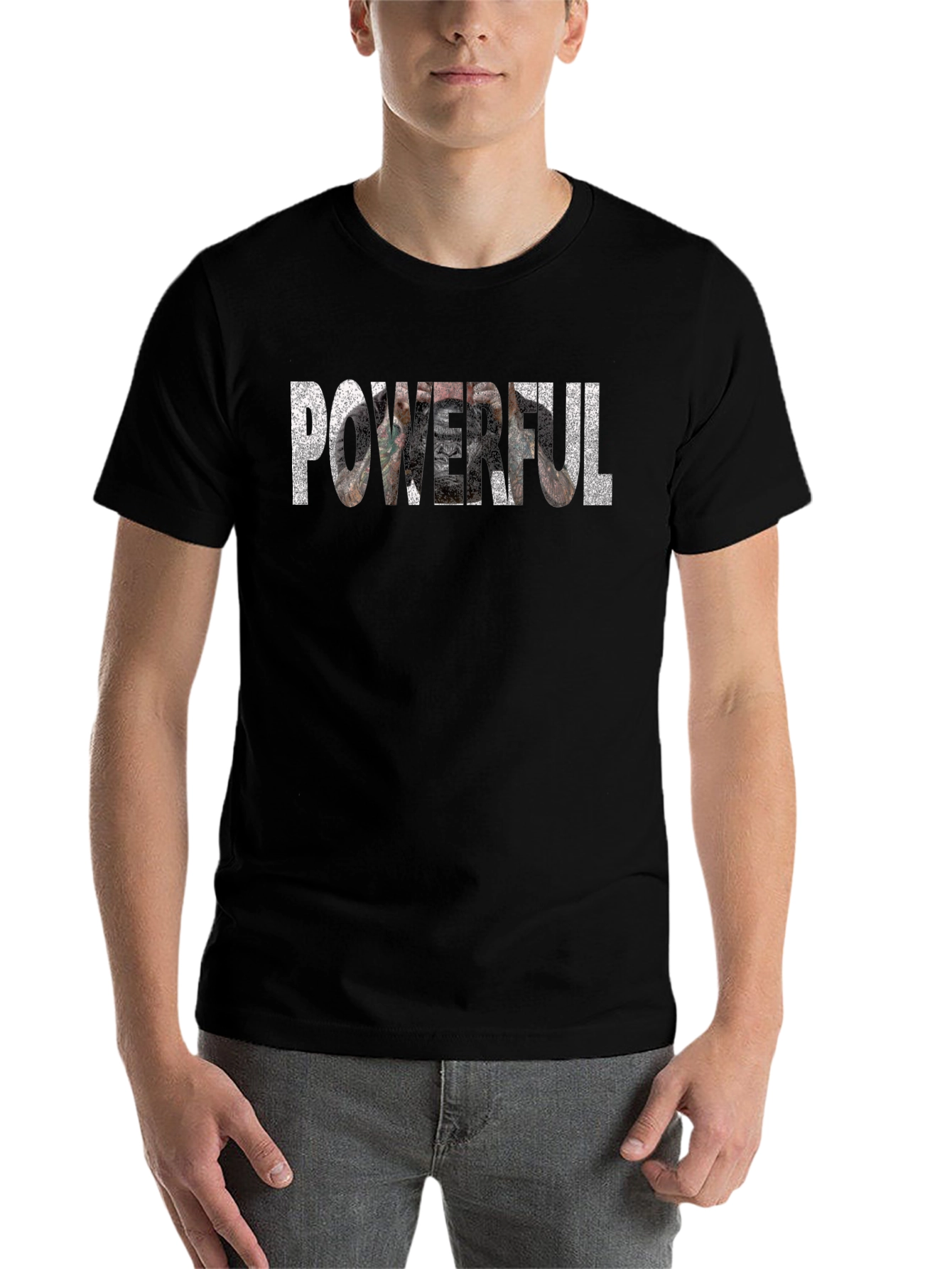 Black Powerful Graphic Print T-Shirt view 7