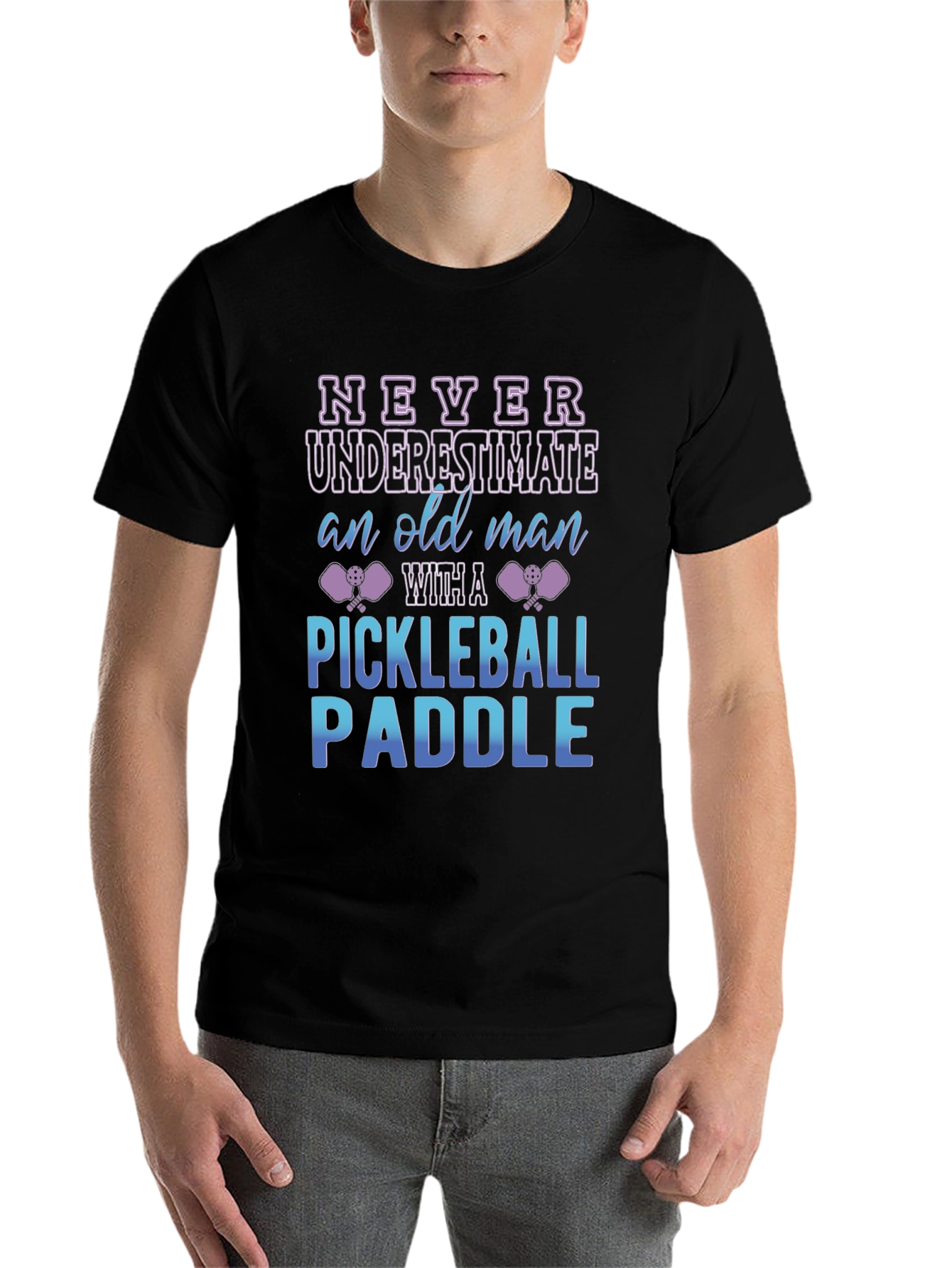 Black Funny Pickleball Old Man T-Shirt view 7