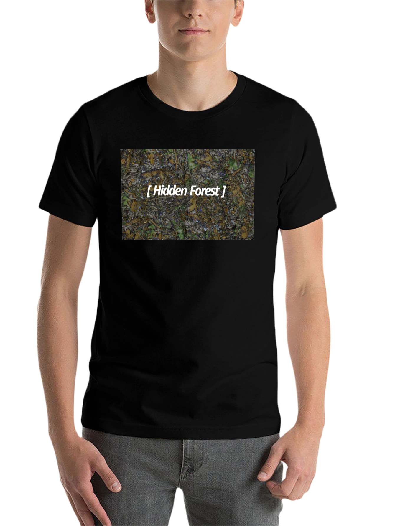 Black Hidden Forest T-Shirt - Nature Inspired Graphic Tee view 7