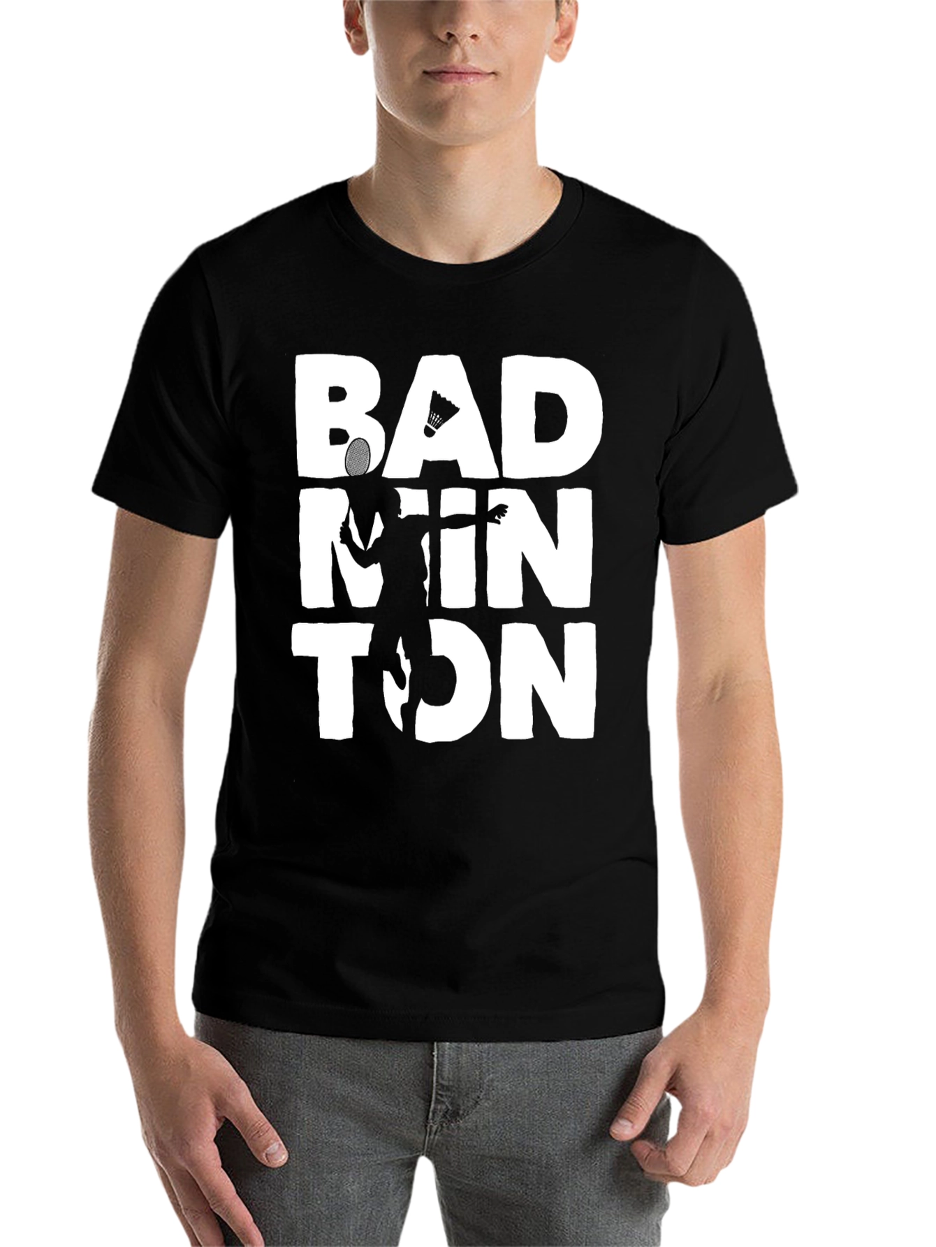 Black Badminton Graphic Tee - Sporty Style view 7