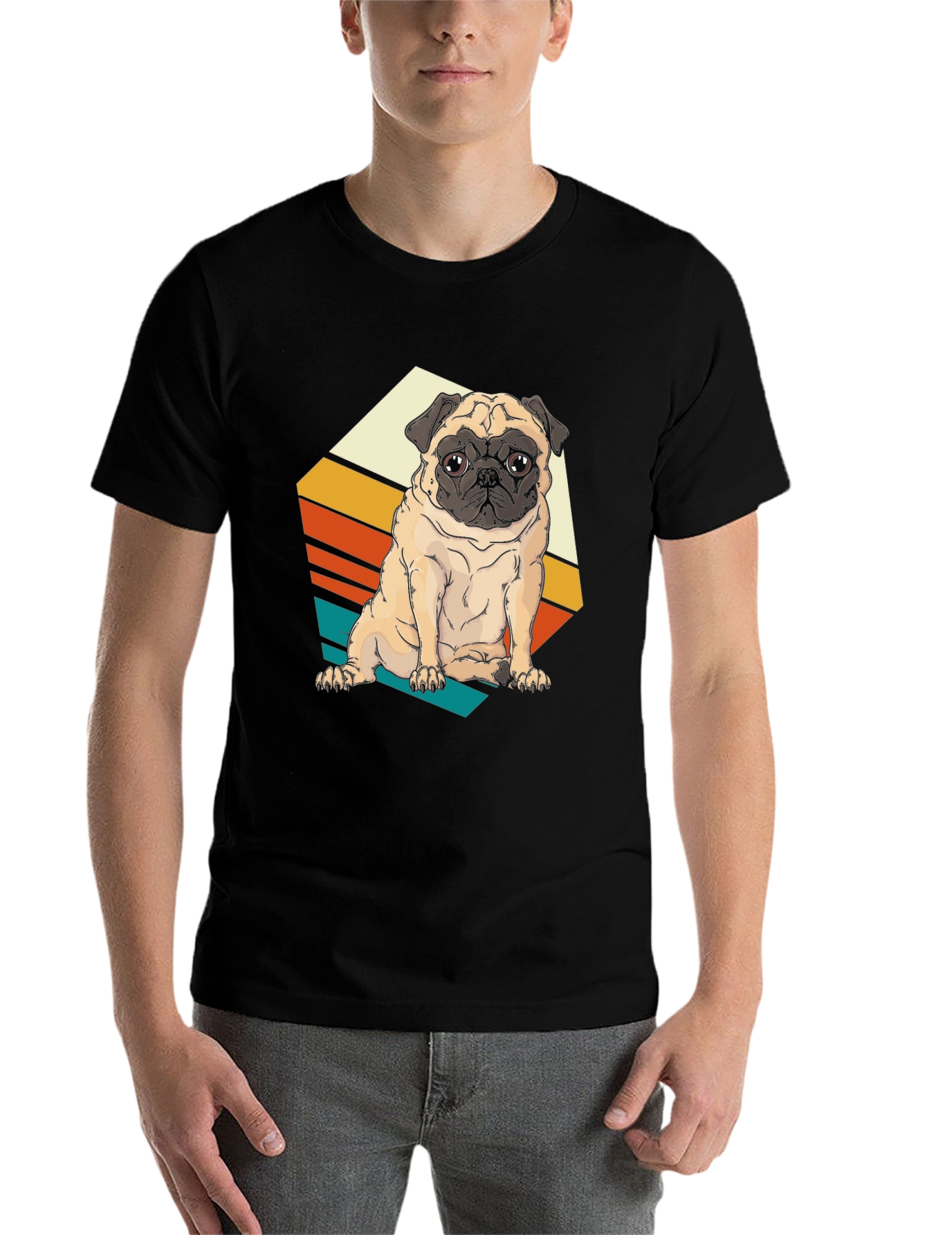Black Retro Pug T-Shirt - Vintage Dog Lover Tee view 7