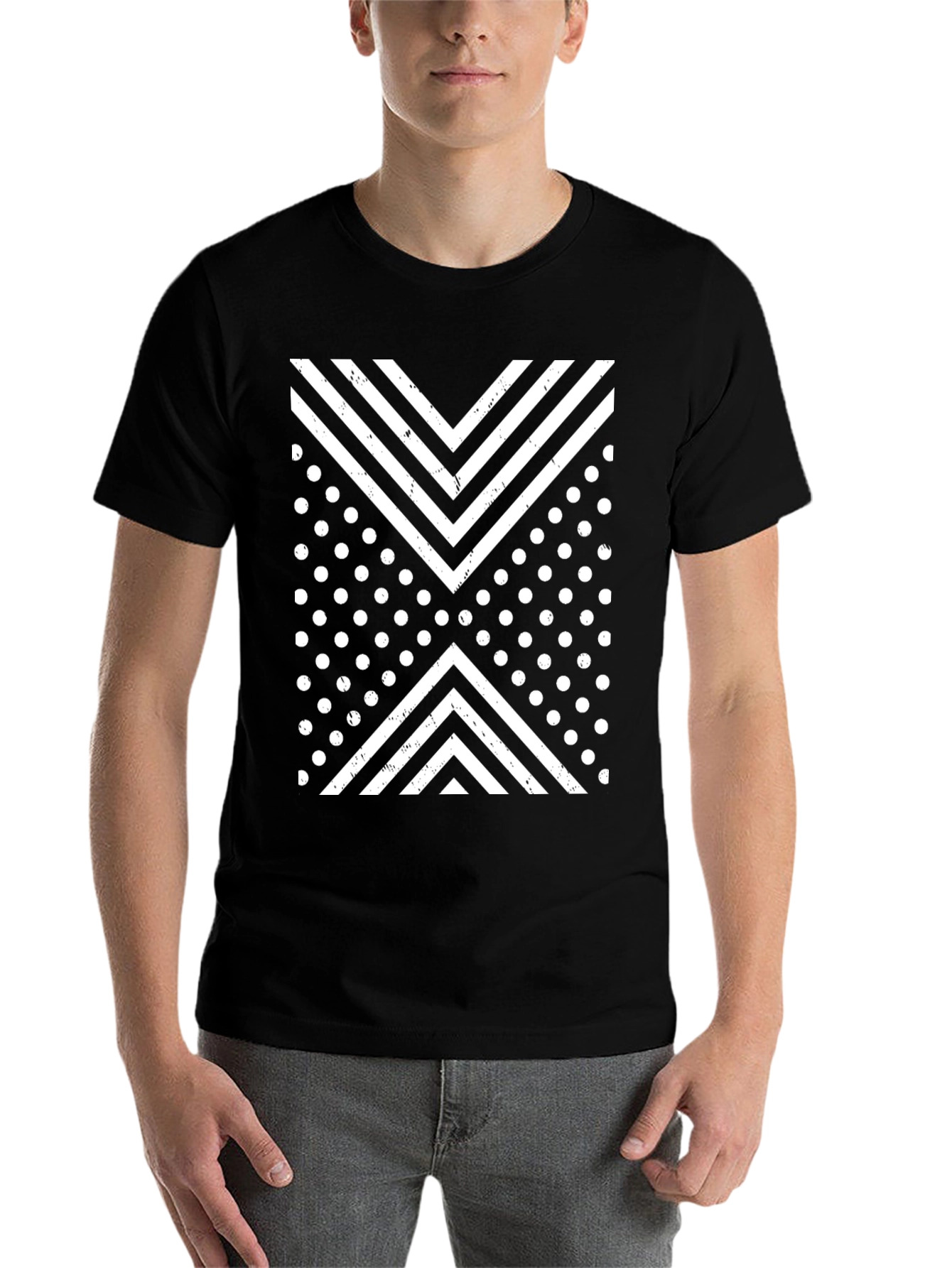 Black Geometric Graphic Tee view 7