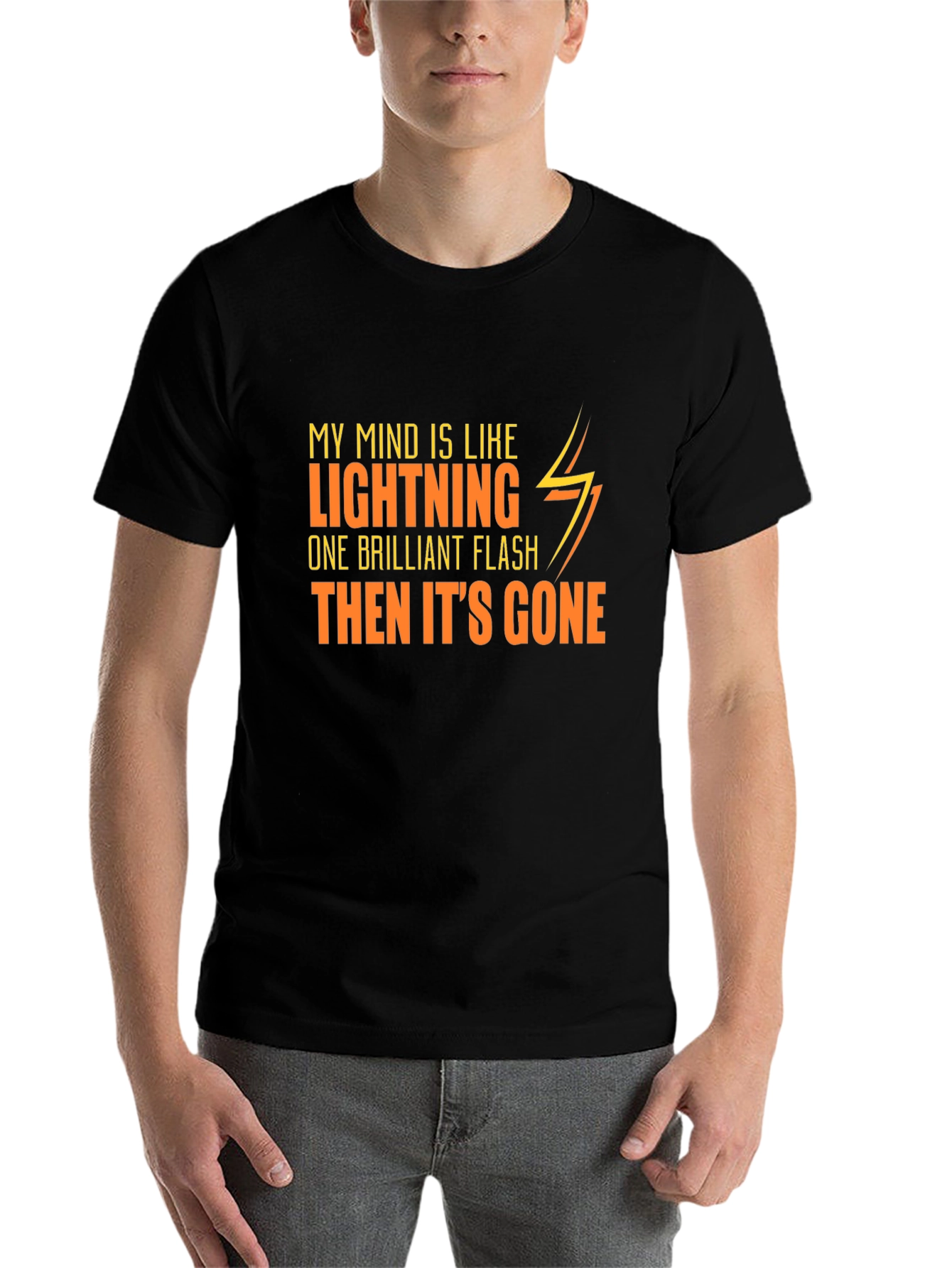 Black Lightning Mind Graphic Tee - Mens Black T-Shirt view 7