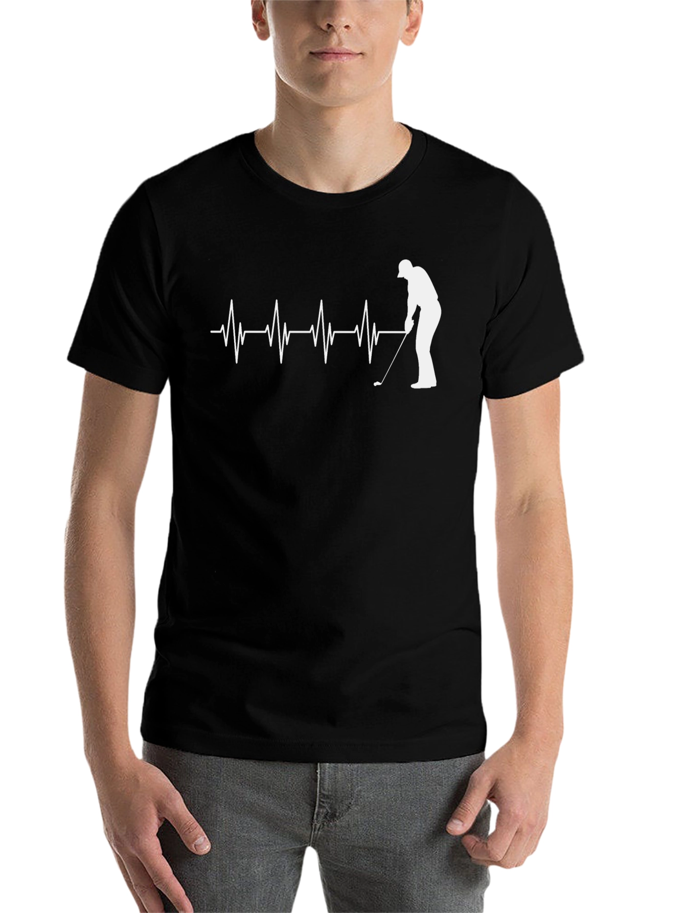 Black Golf Heartbeat T-Shirt - Black Tee view 7