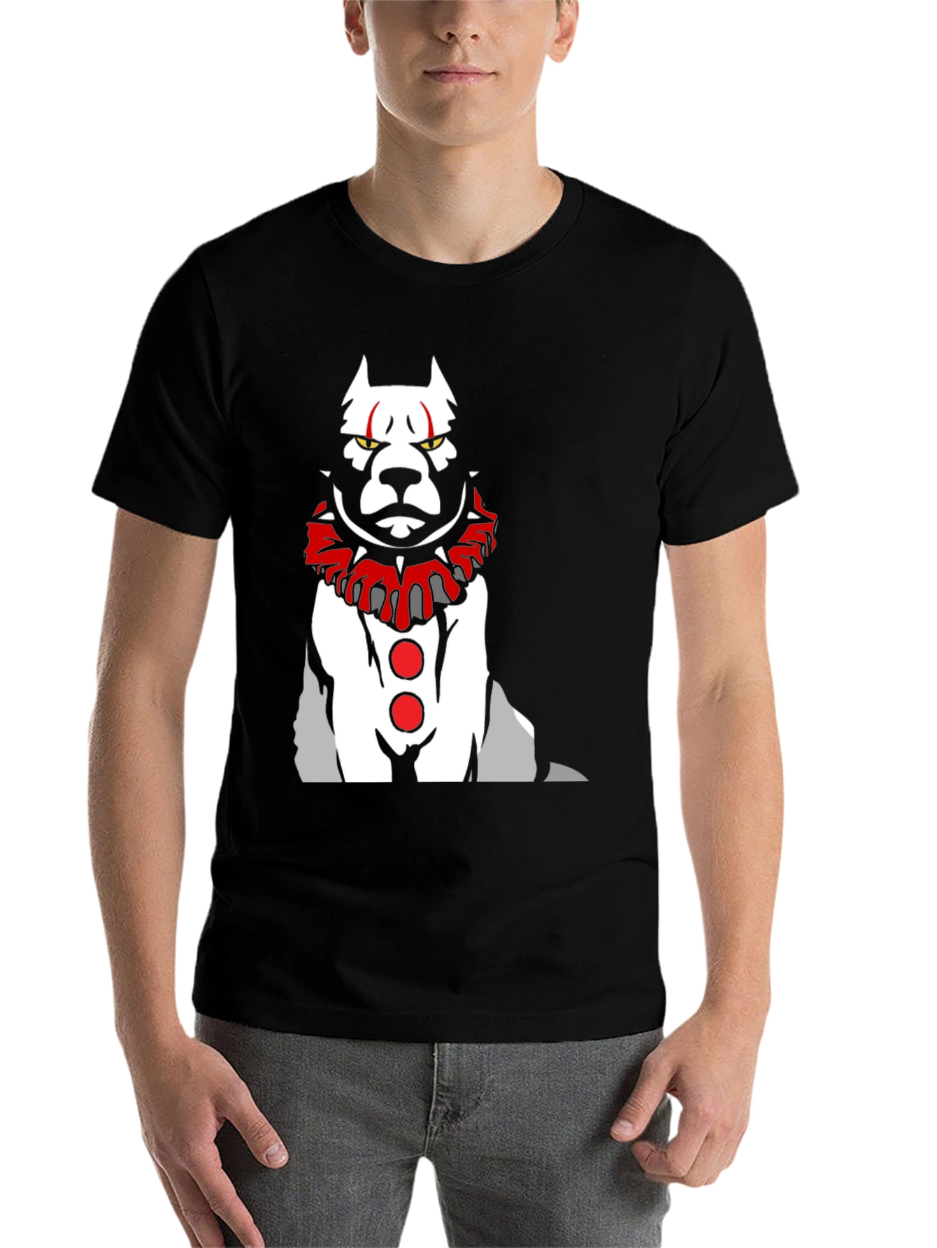 Black Scary Clown Dog Graphic T-Shirt view 7