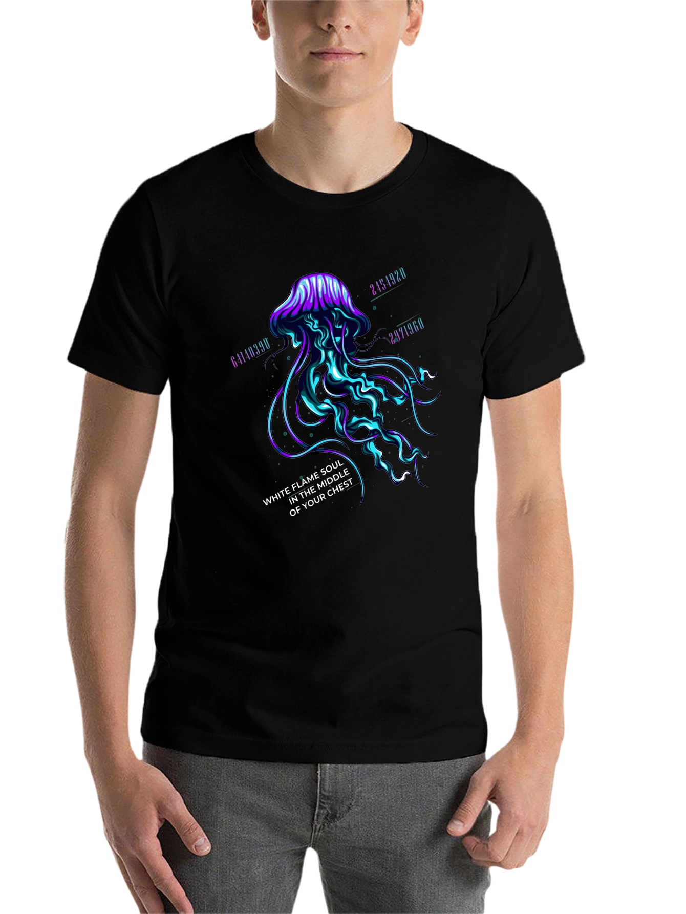 Black Mystic Jellyfish Graphic Tee - White Flame Soul Shirt view 7