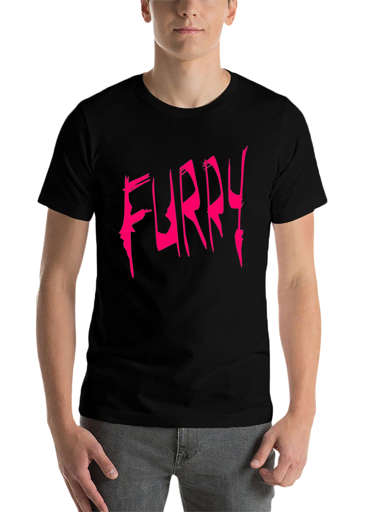 Black Furry Graphic Tee - Bold Statement Shirt view 7