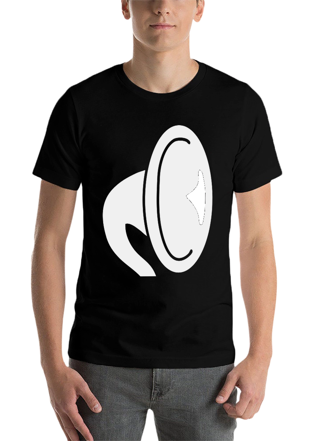 Black Cool Graphic Tee - White Megaphone Design view 7