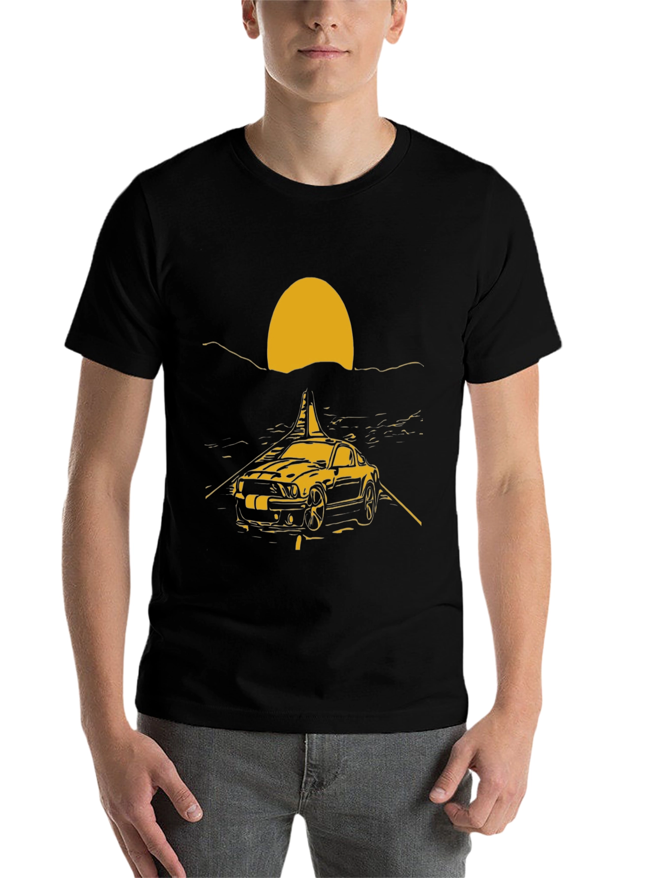 Black Sunset Mustang Graphic Tee - Black view 7