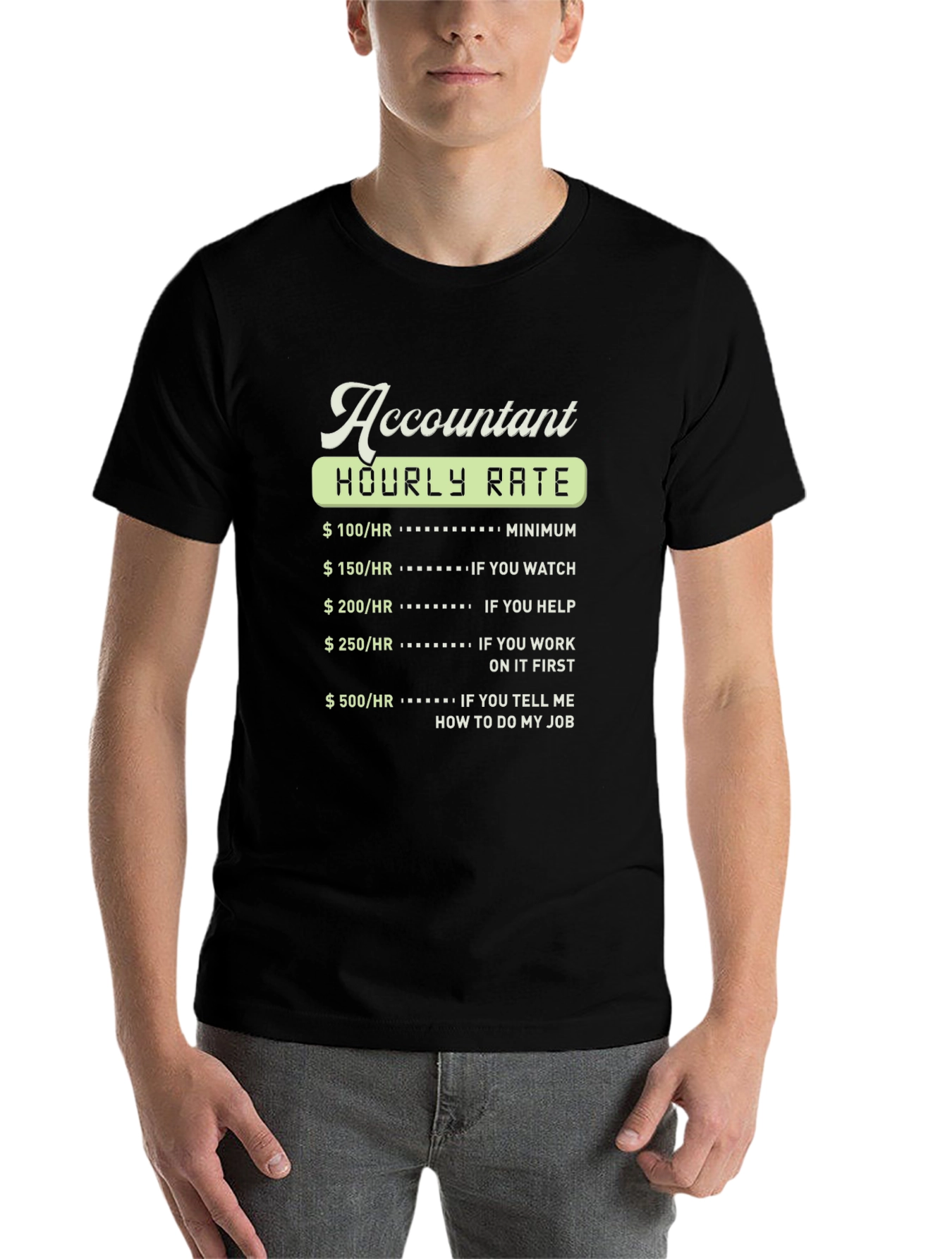Black Accountant Hourly Rate Graphic T-Shirt view 7