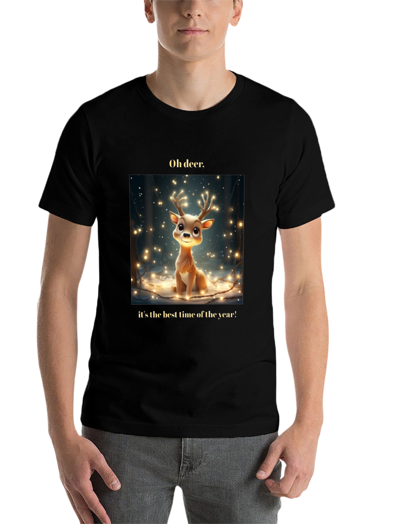 Black Oh Deer! Christmas T-Shirt - Best Time of Year view 7
