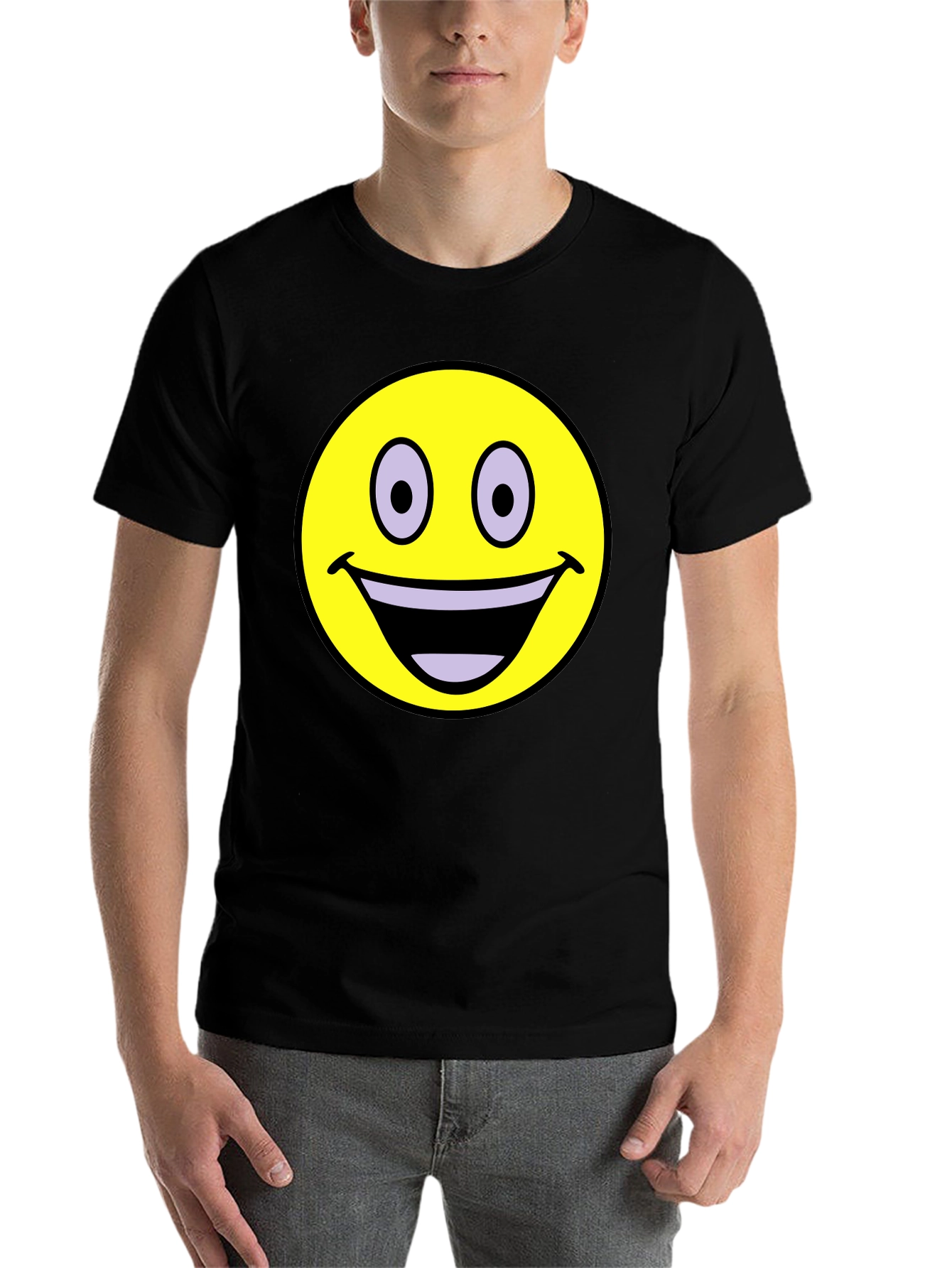 Black Smiley Face Graphic T-Shirt - Black view 7