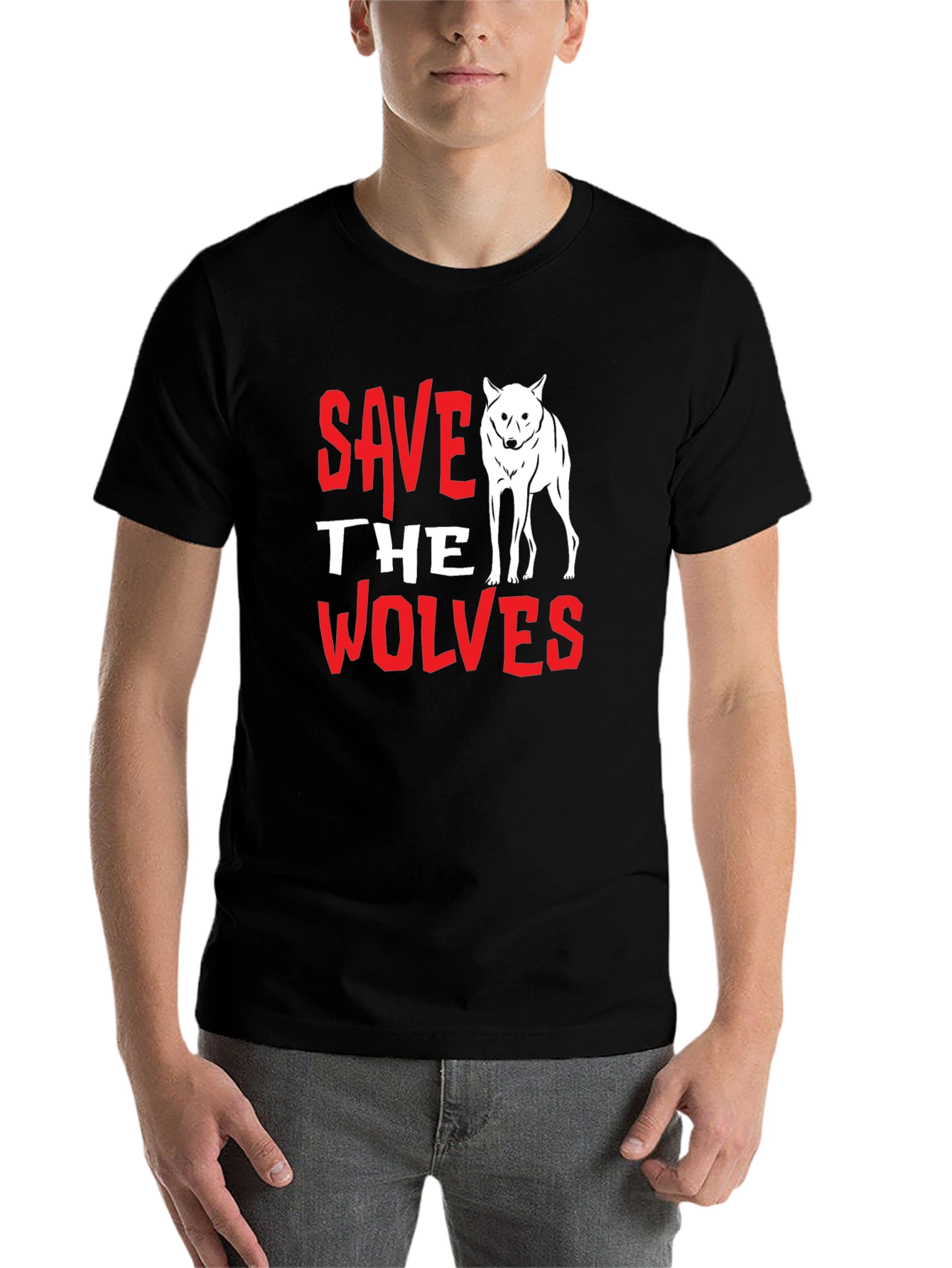 Black Save the Wolves Graphic Tee - Black view 7