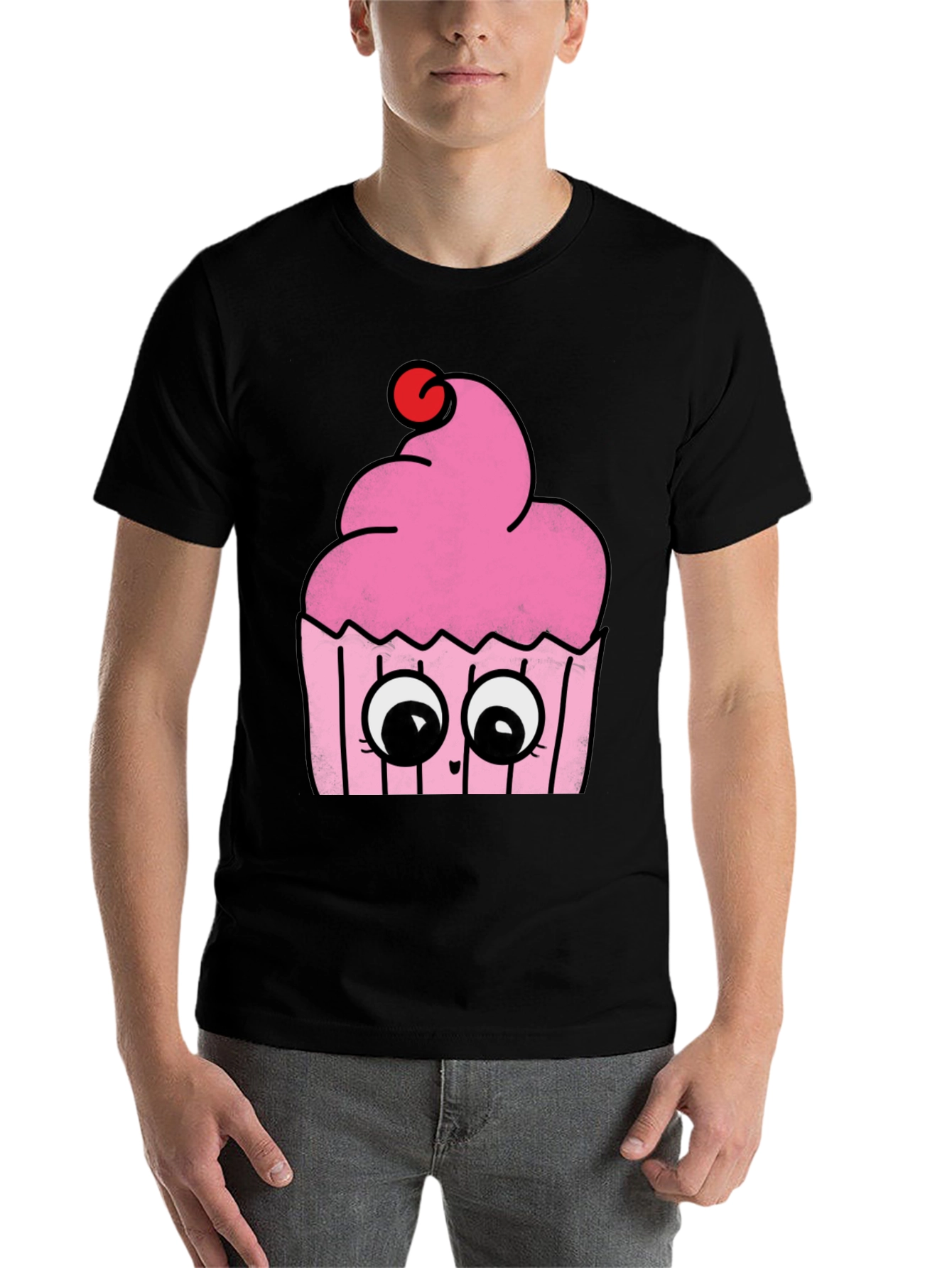 Black Cute Cupcake Graphic Tee - Soft Cotton Comfort view 7