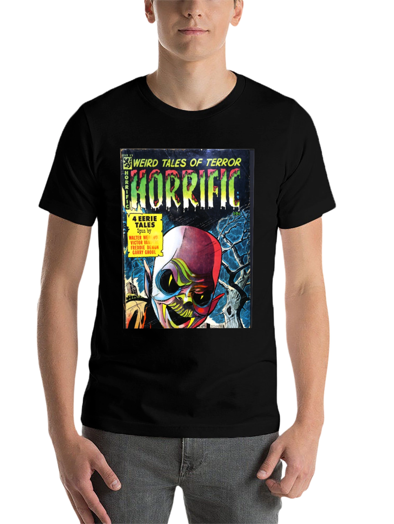 Black Horrific Comic Book T-Shirt view 7