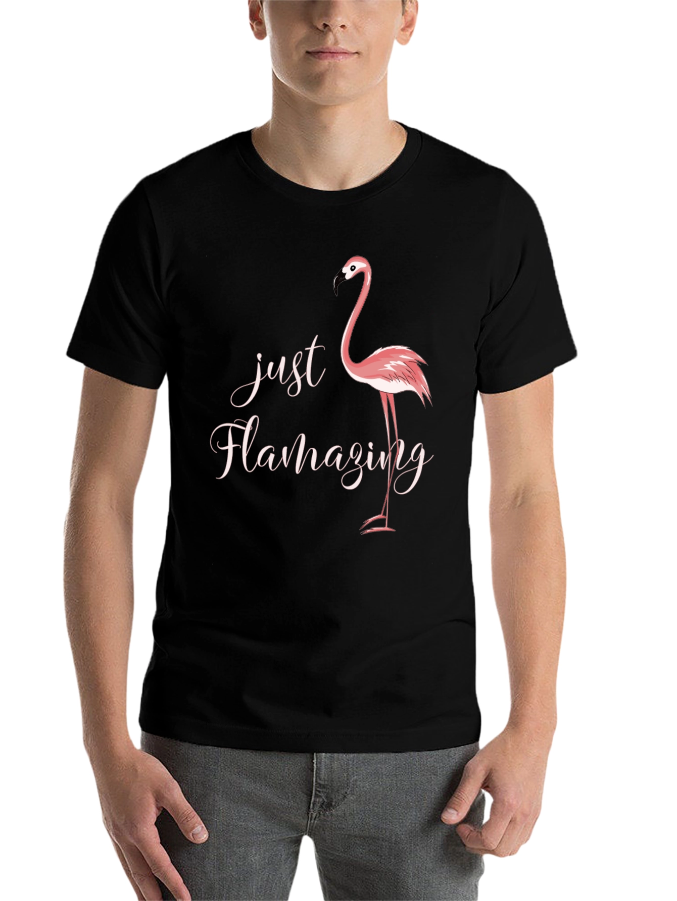 Black Just Flamazing Flamingo Graphic Tee - Black view 7