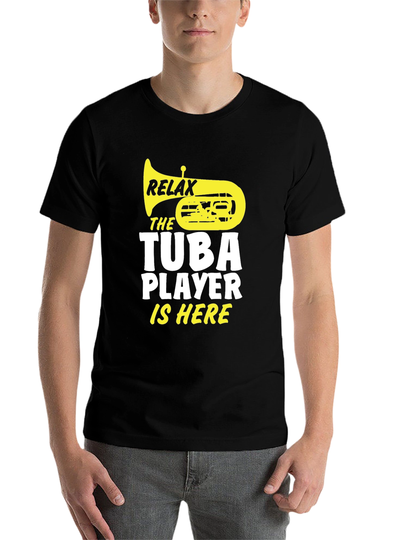 Black Relax, Tuba Player Is Here Black Graphic Tee view 7