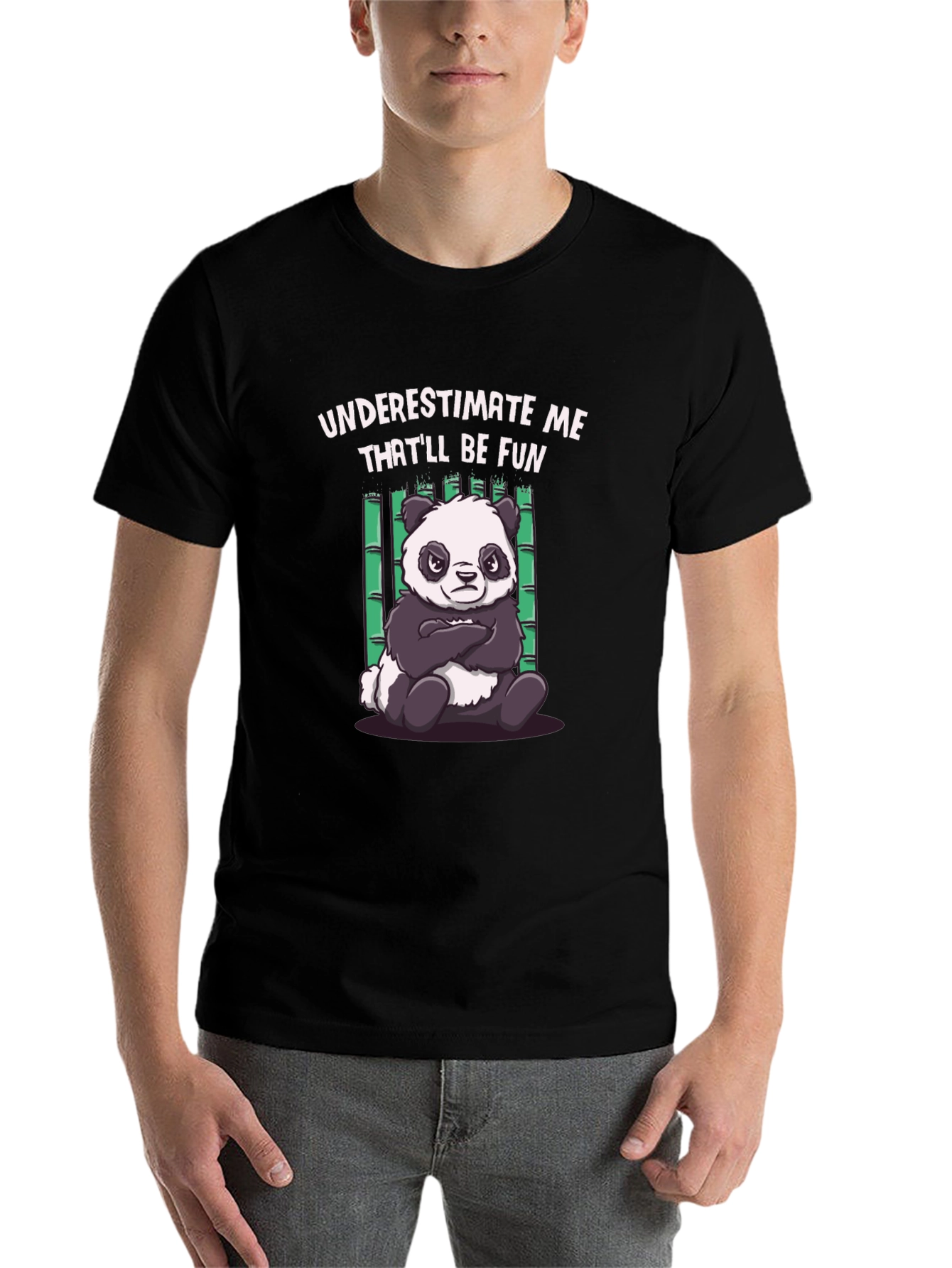 Black Funny Panda T-Shirt - Underestimate Me view 7
