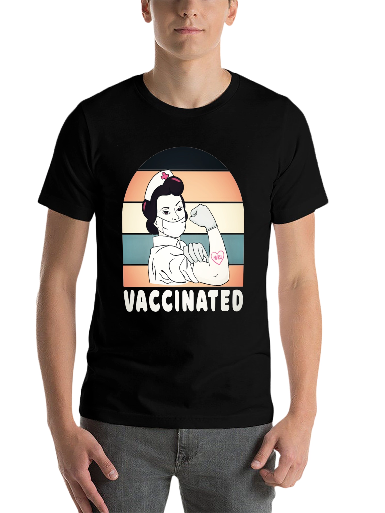 Black Vaccinated Nurse Graphic T-Shirt view 7
