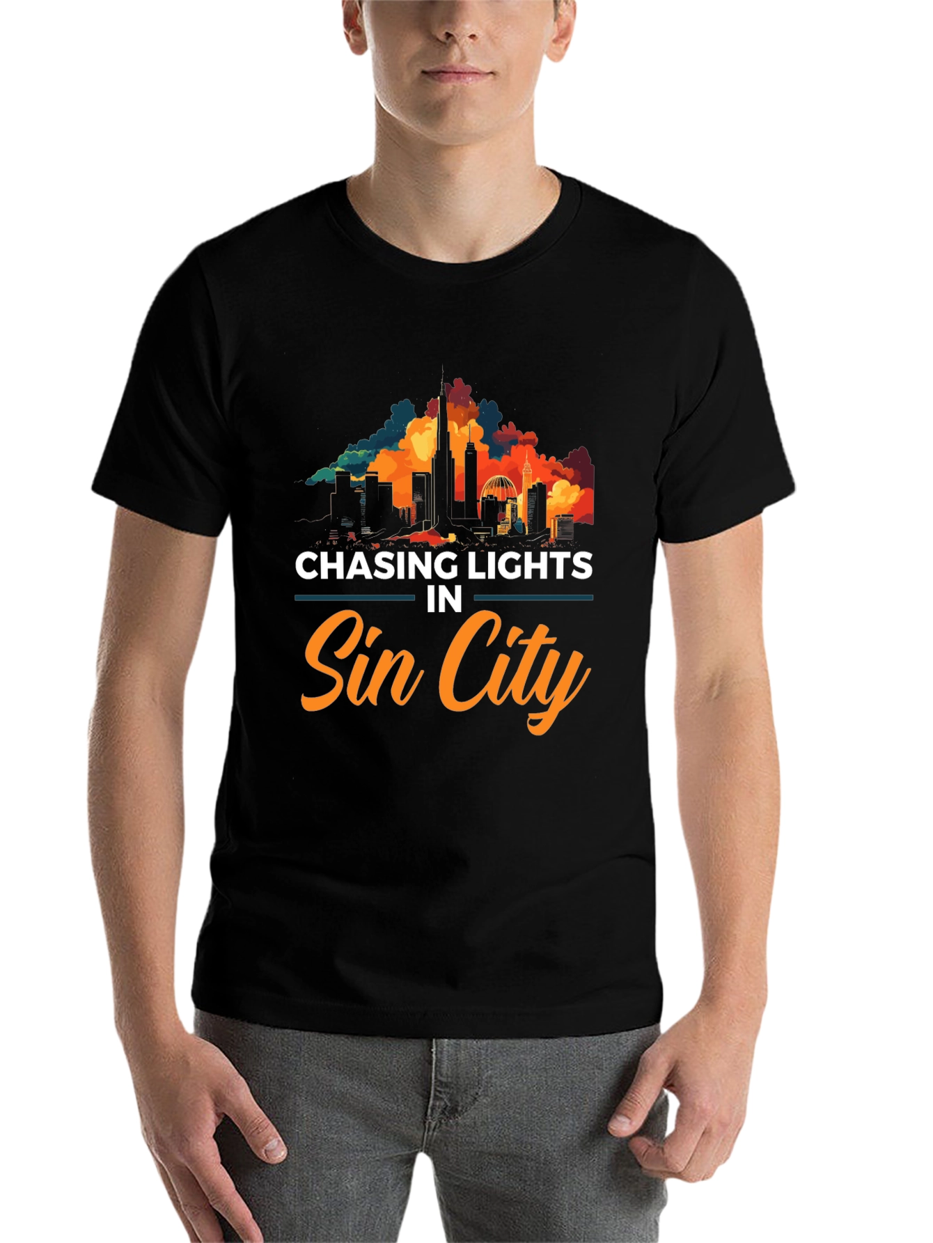 Black Sin City Chasing Lights Graphic Tee view 7
