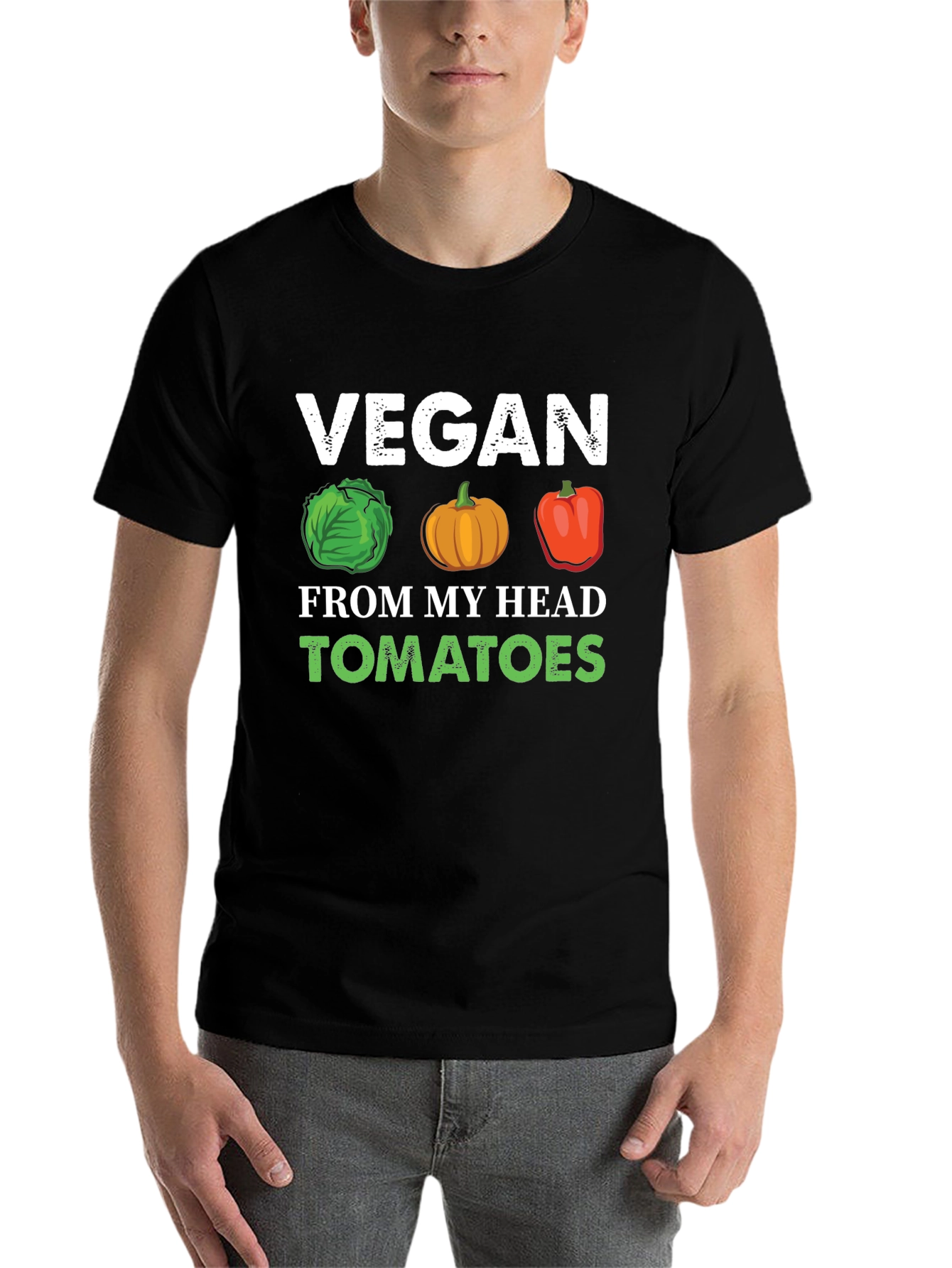 Black Vegan From My Head Tomatoes T-Shirt view 7