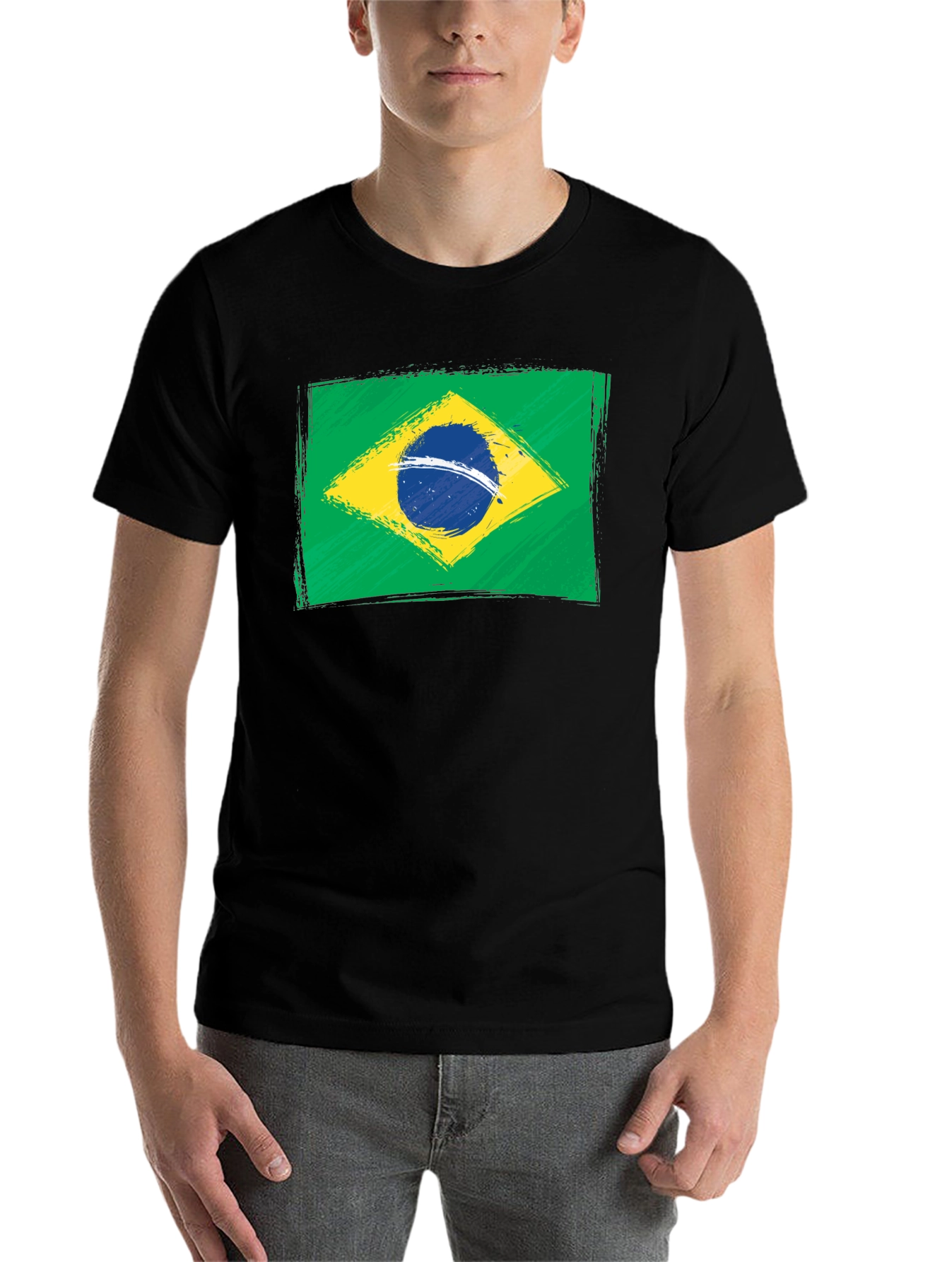 Black Brazil Flag Graphic T-Shirt - Black view 7