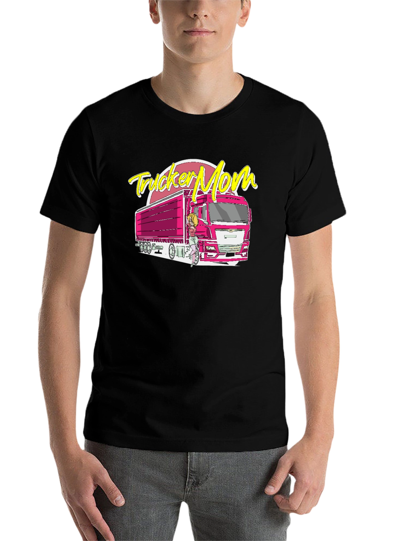 Black Trucker Mom Graphic T-Shirt - Black Cotton Blend Tee view 7