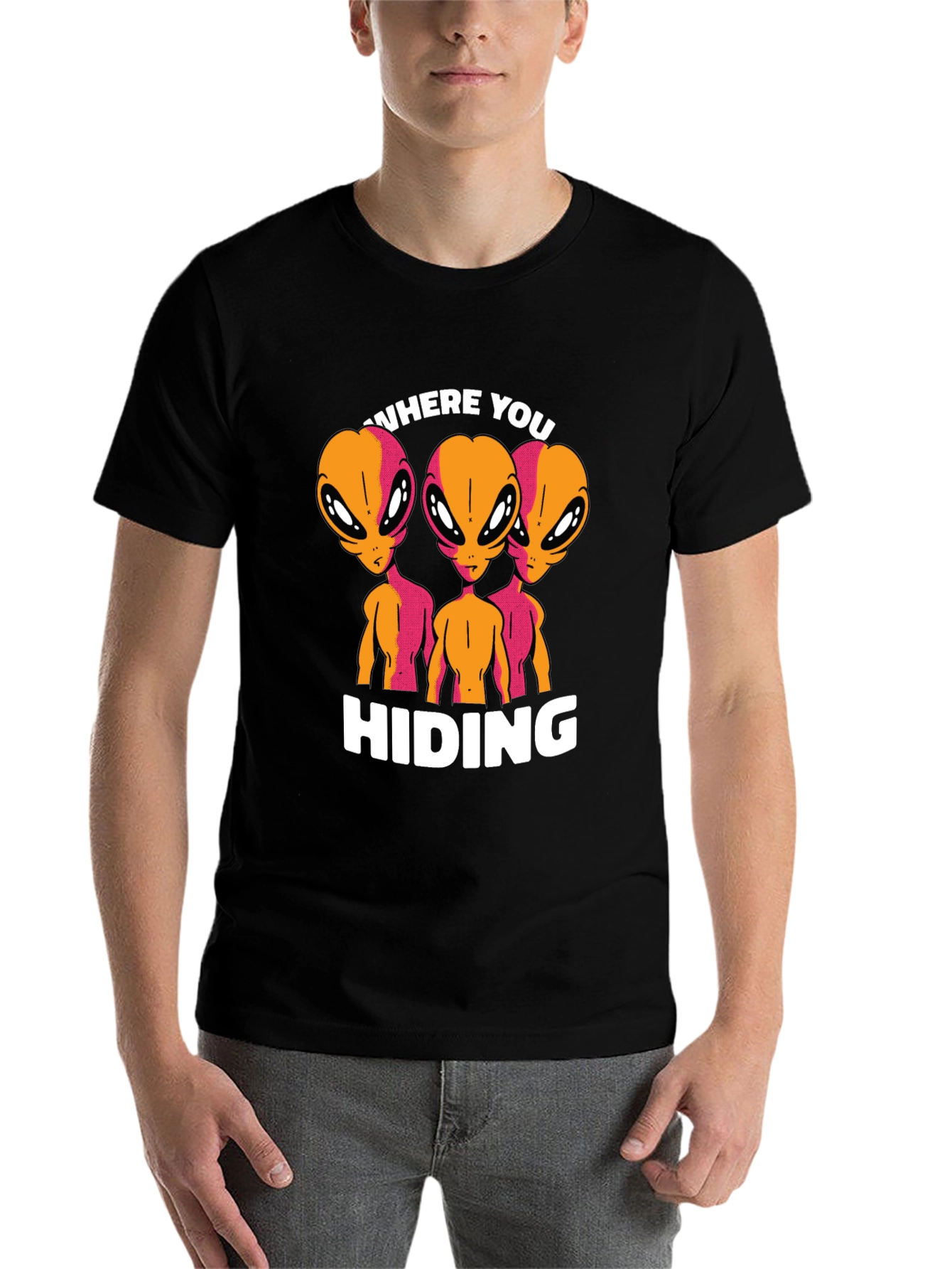 Black Alien Graphic T-Shirt - Where You Hiding? view 7