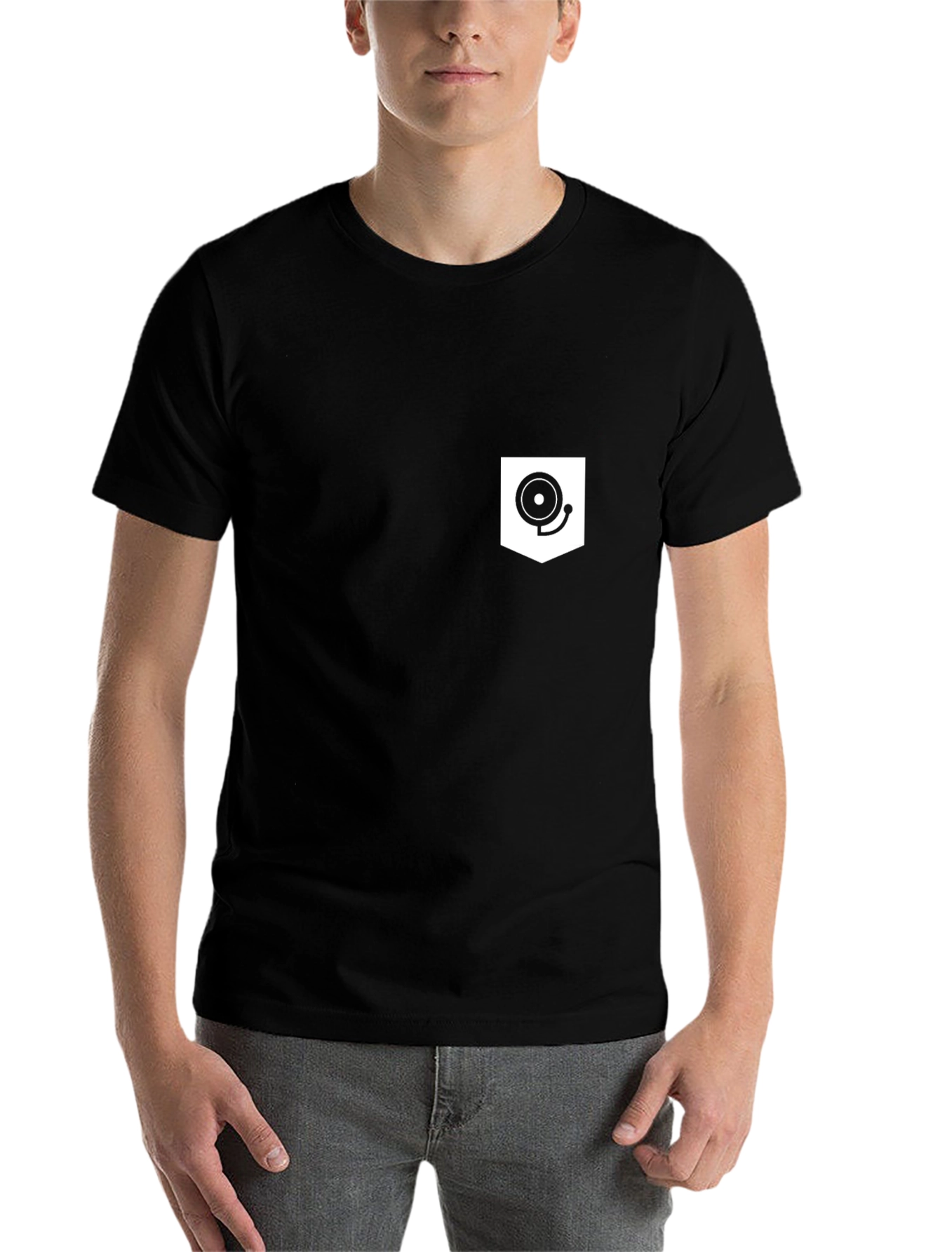Black Black T-Shirt with Novelty Pocket Design view 7