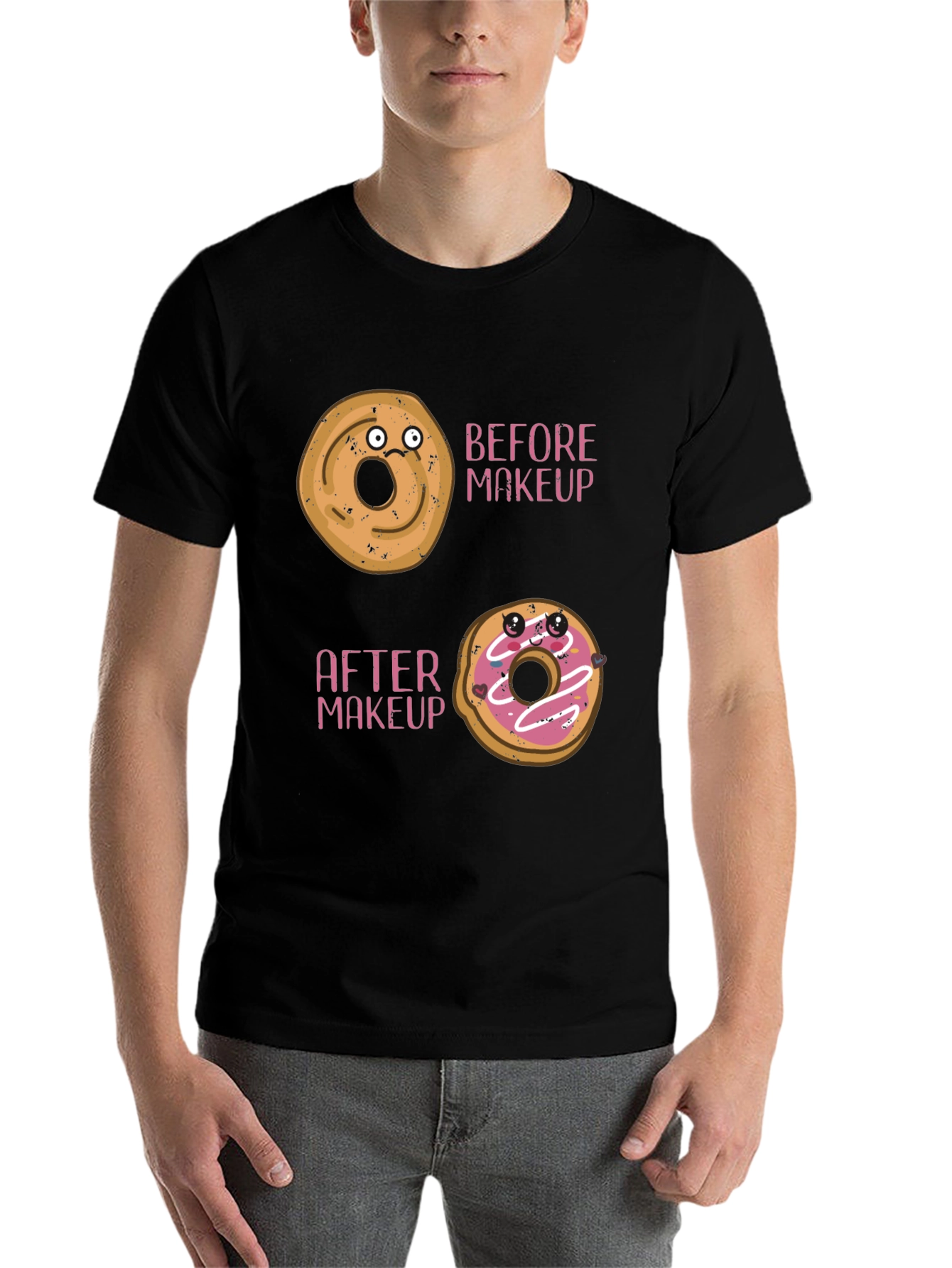 Black Funny Donut Makeup T-Shirt view 7