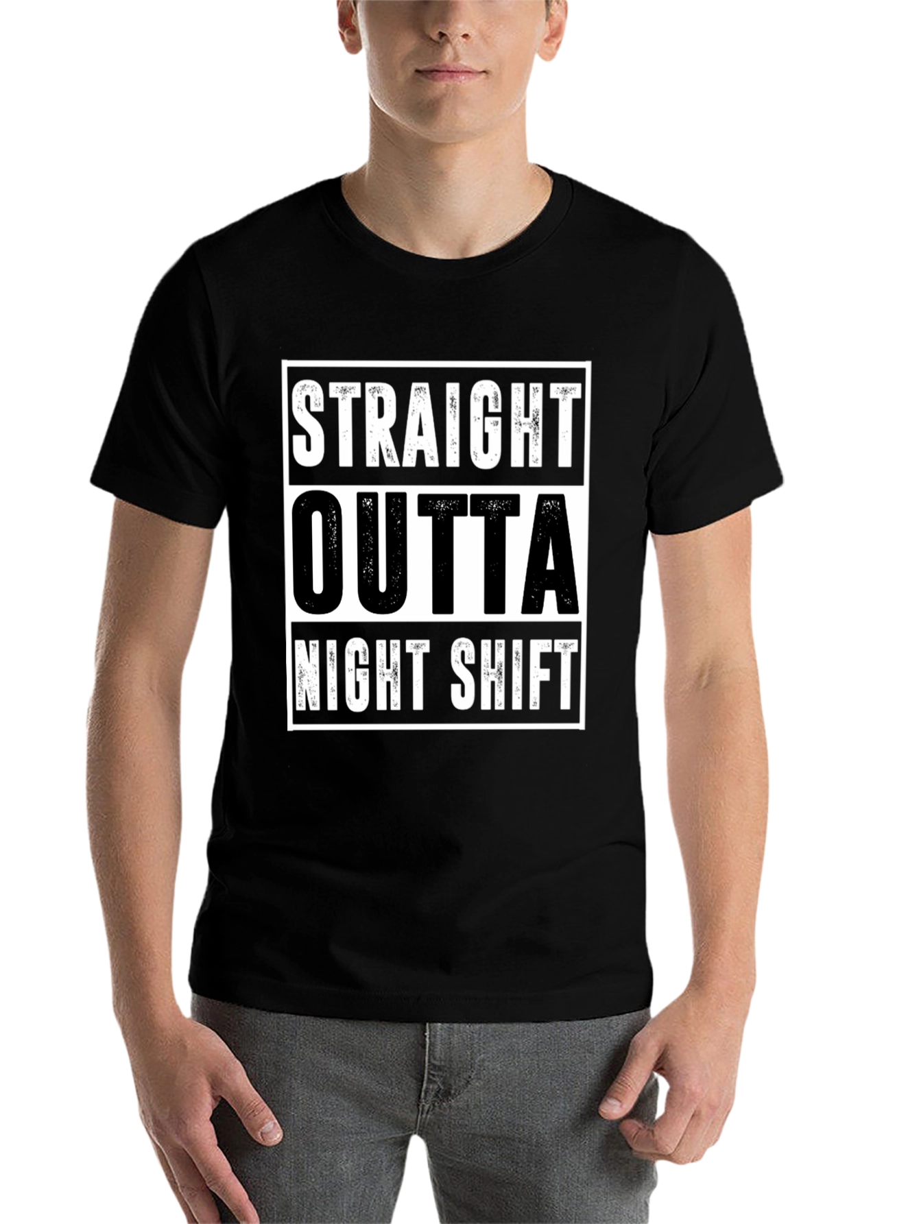 Black Straight Outta Night Shift Black Tee view 7