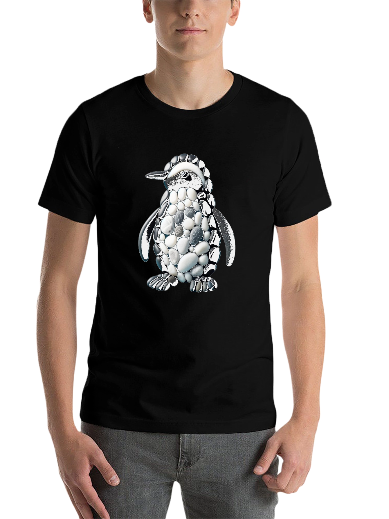Black Stone Penguin Graphic Tee - Unique Design view 7