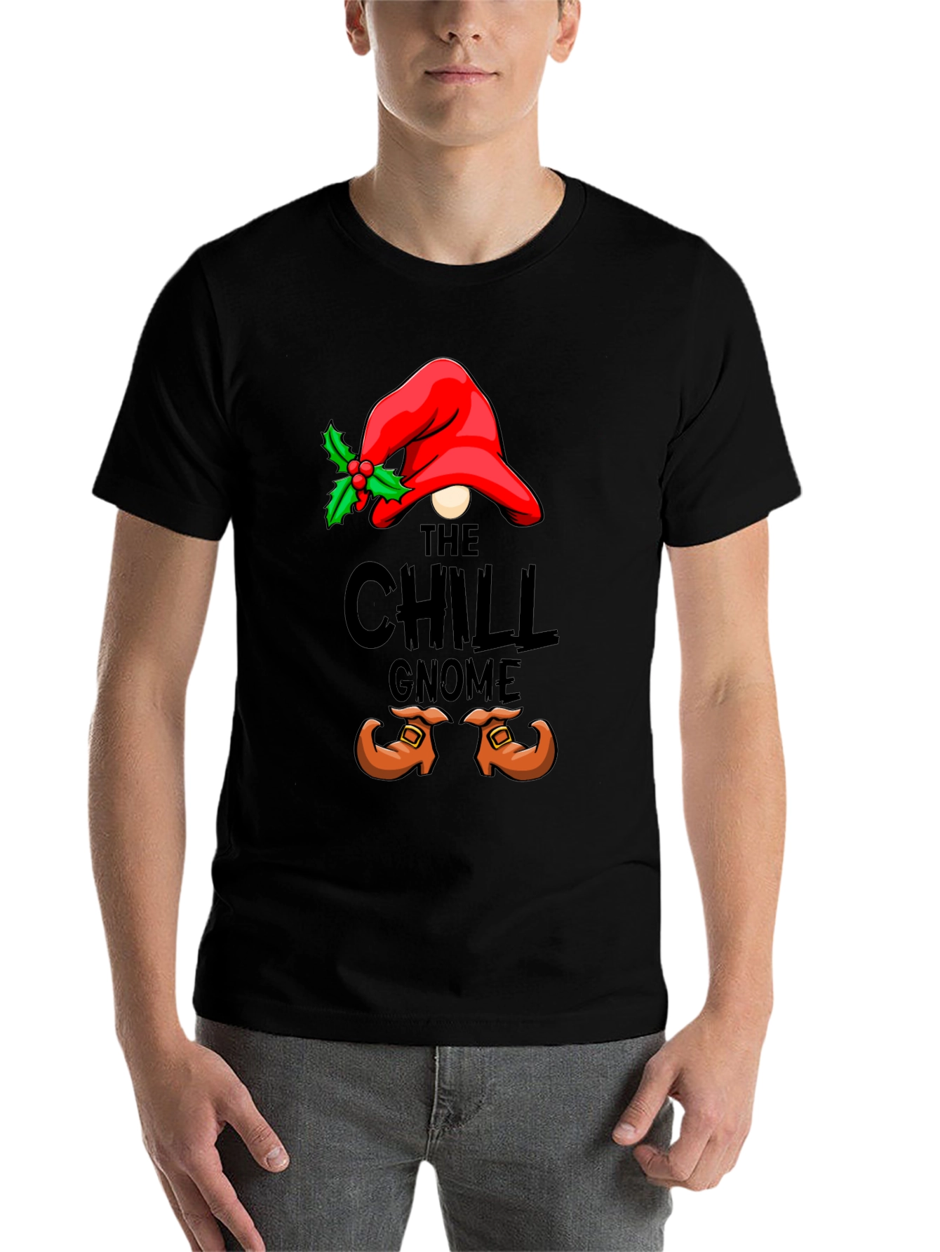 Black Chill Gnome Graphic Tee - Holiday Humor view 7