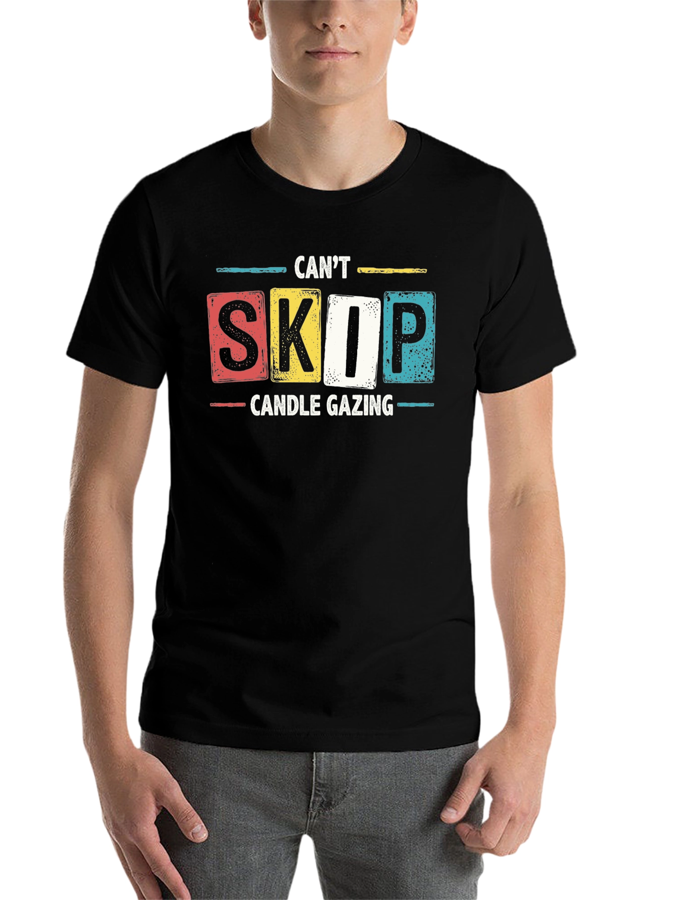 Black Can't Skip Candle Gazing T-Shirt - Novelty Graphic Tee view 7