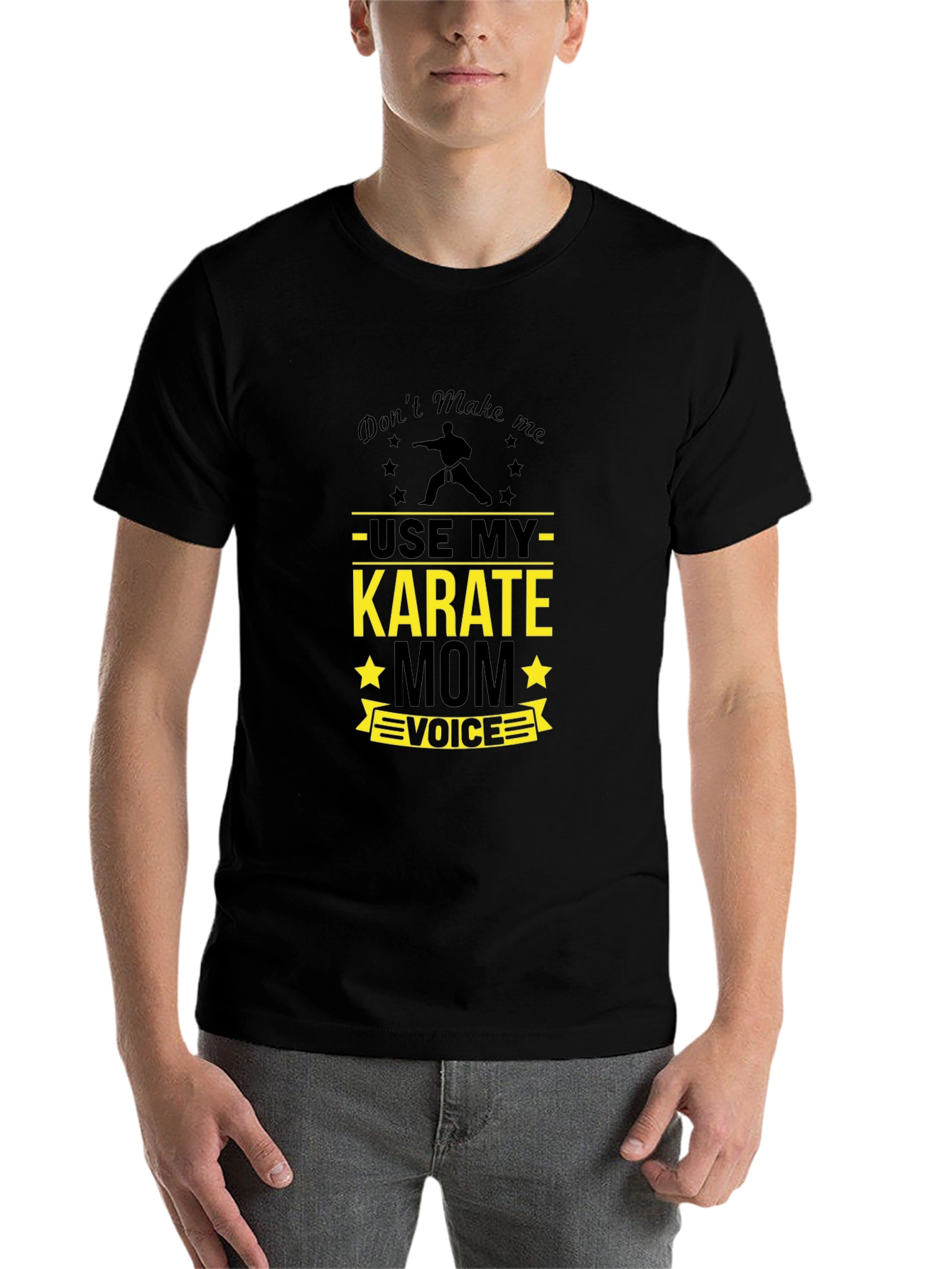 Black Karate Mom T-Shirt - Use My Voice view 7