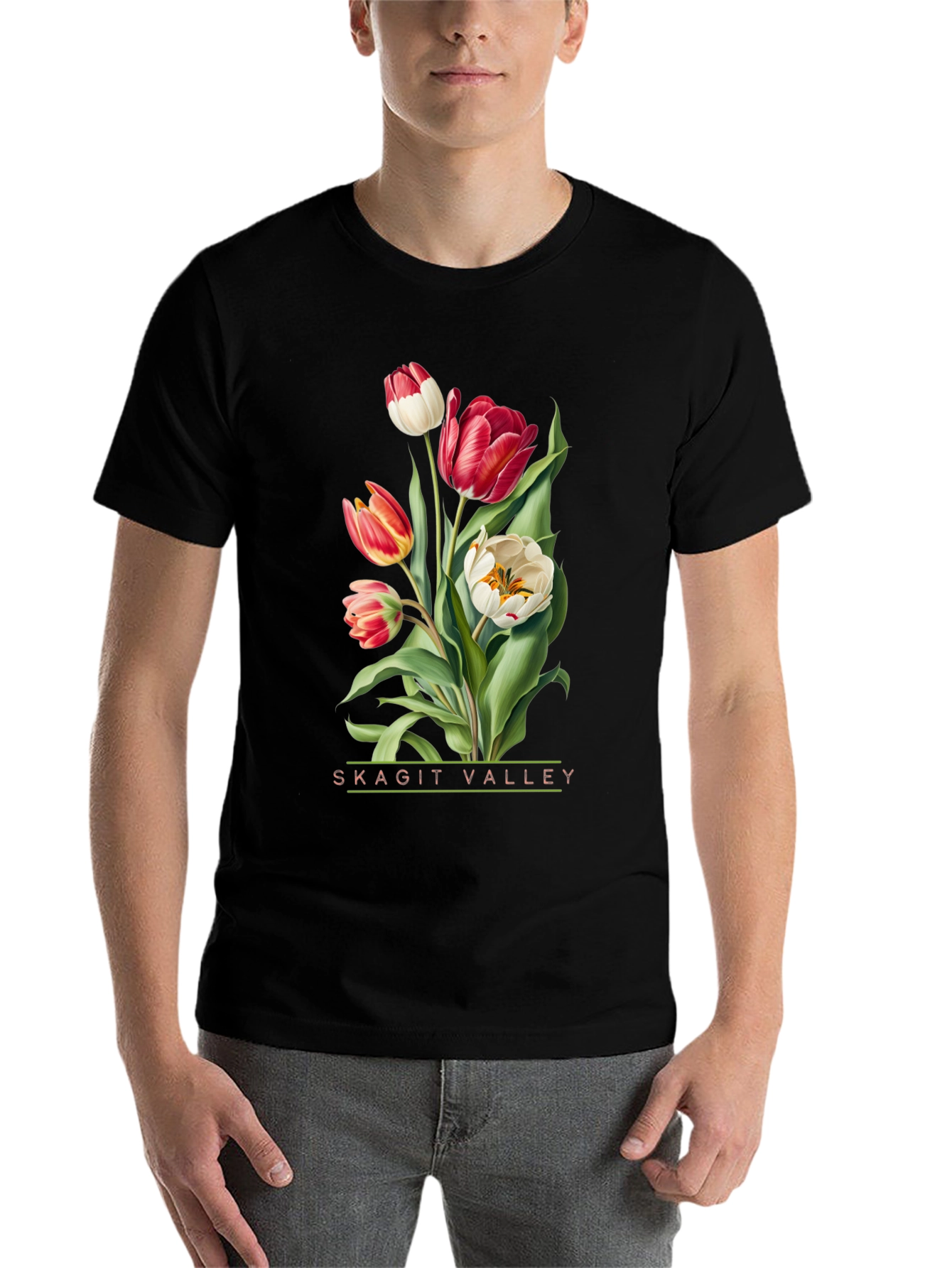 Black Skagit Valley Tulips Graphic Tee view 7