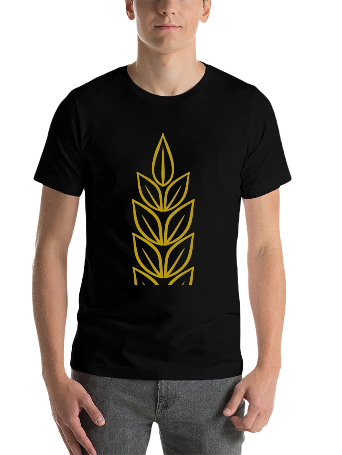 Elegant Leaf Graphic Black T-Shirt - 7