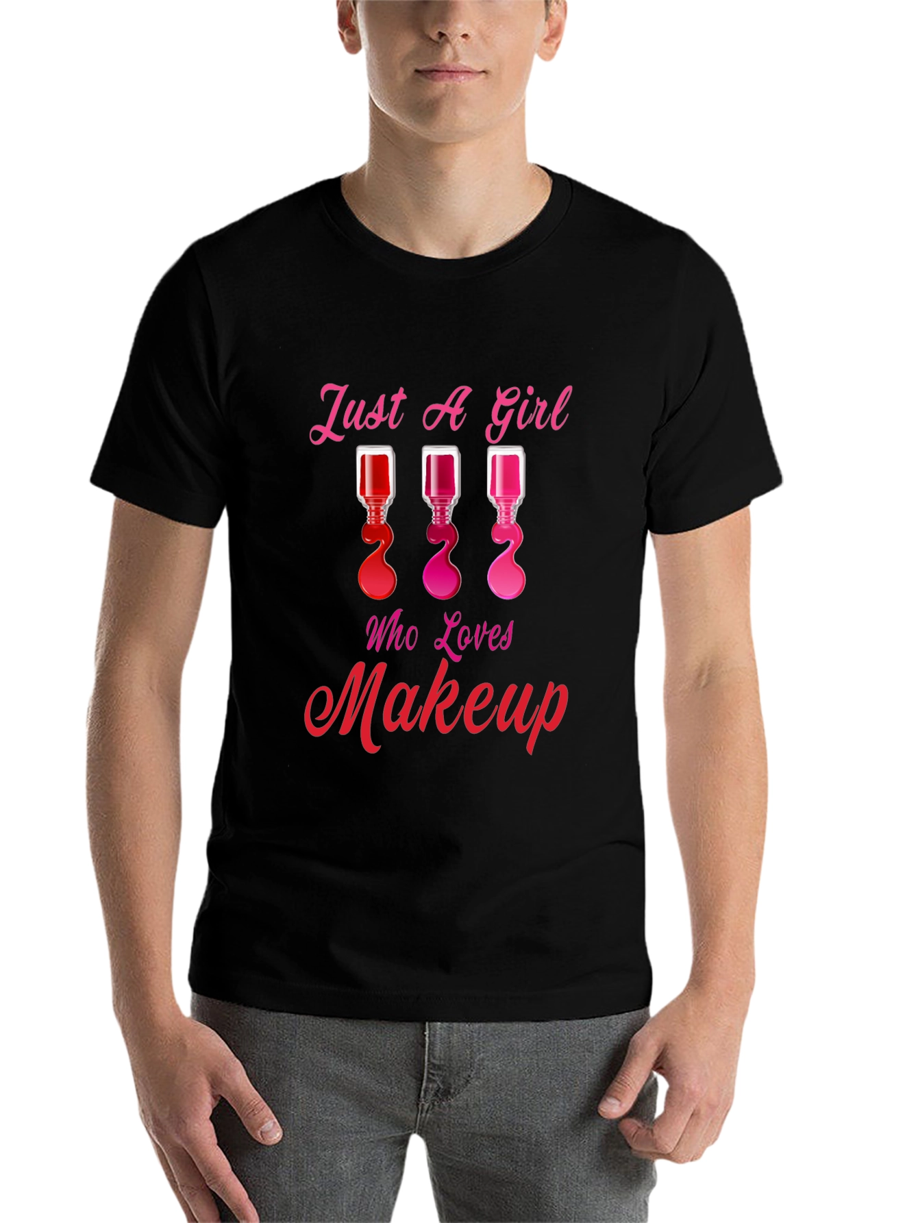Black Just A Girl Who Loves Makeup T-Shirt view 7