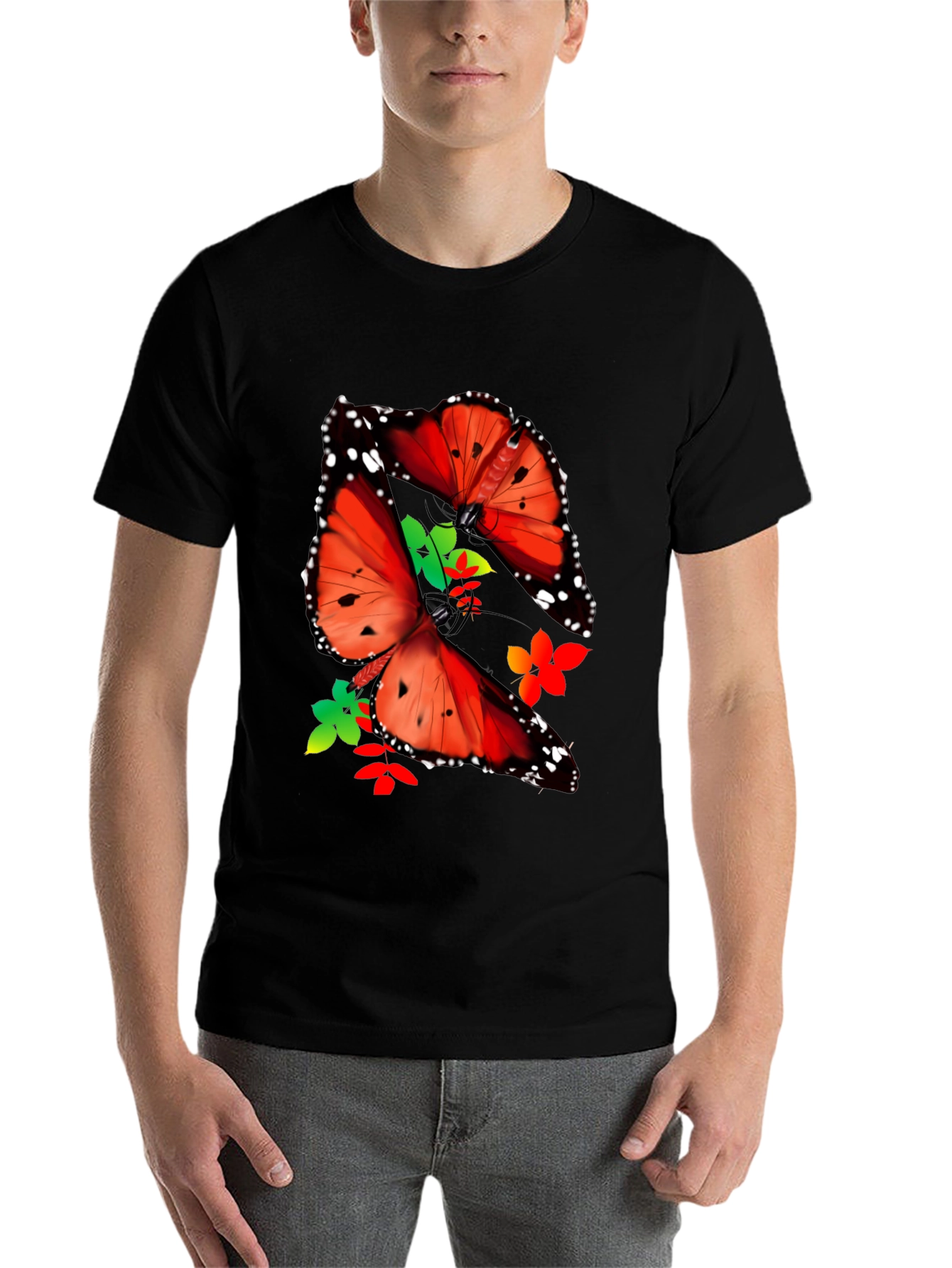 Black Butterfly Graphic Print T-Shirt view 7